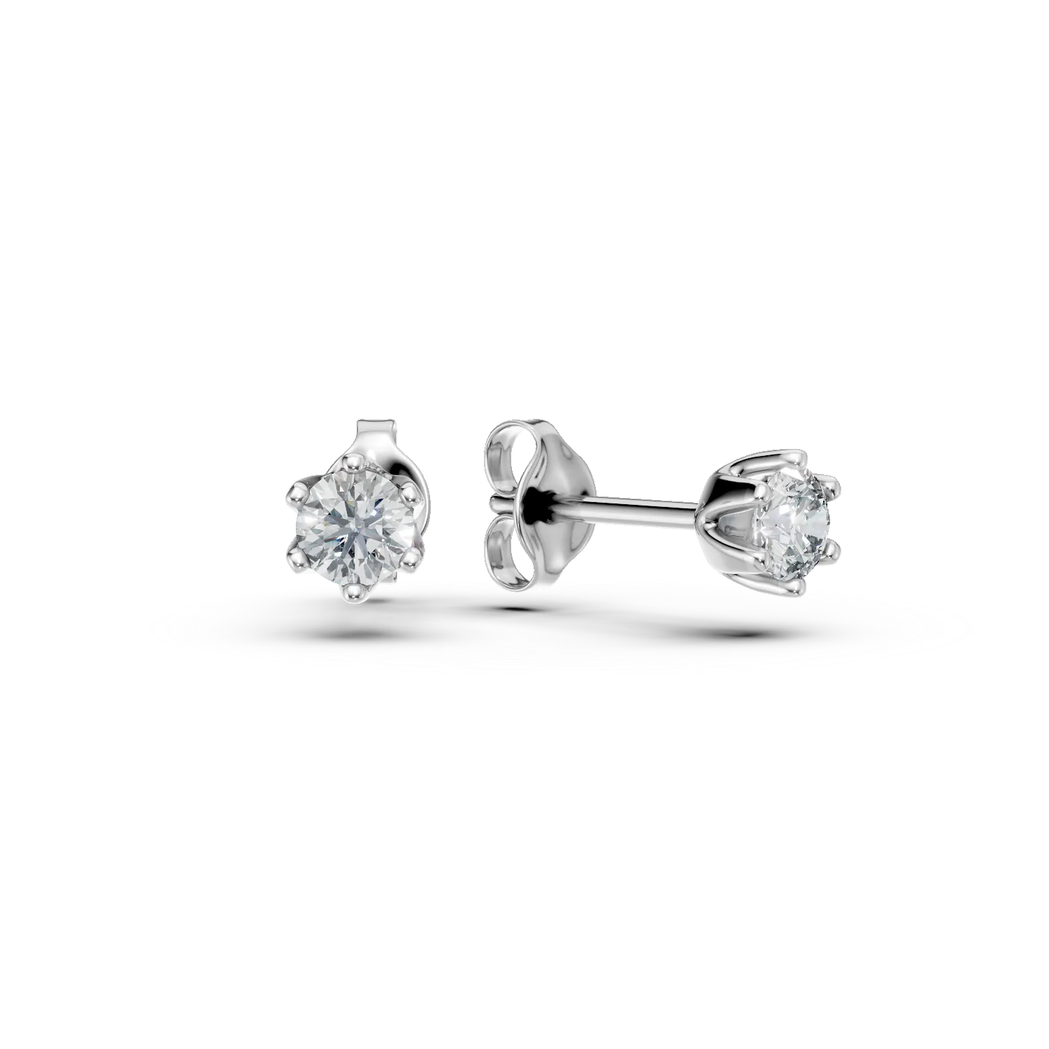 Cercei stud din aur alb cu diamante de 0.4ct