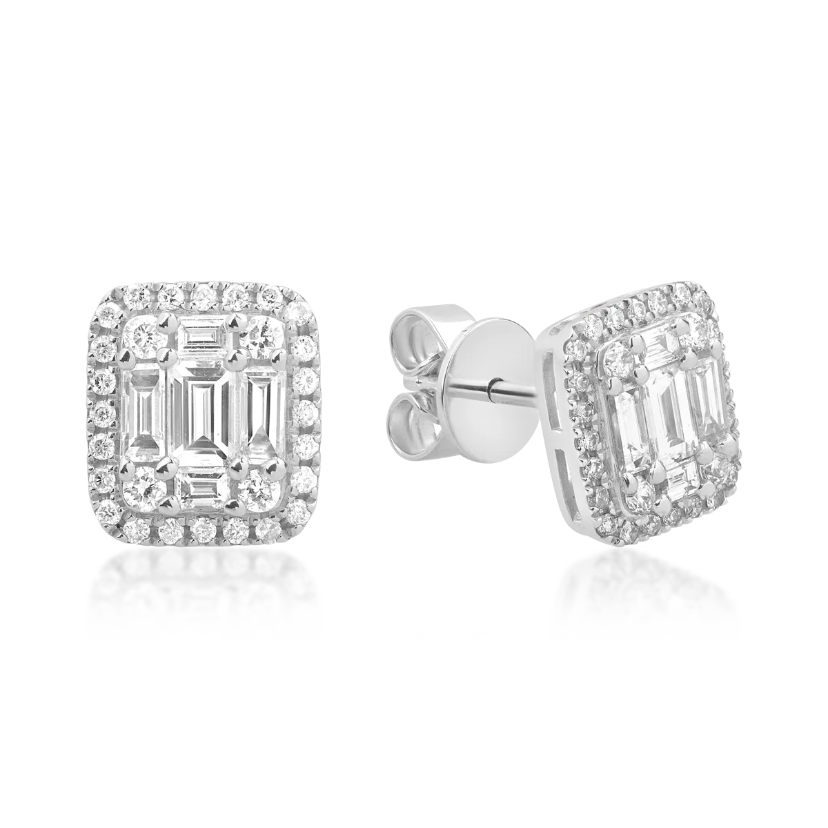 Cercei din aur alb cu diamante de 0.7ct
