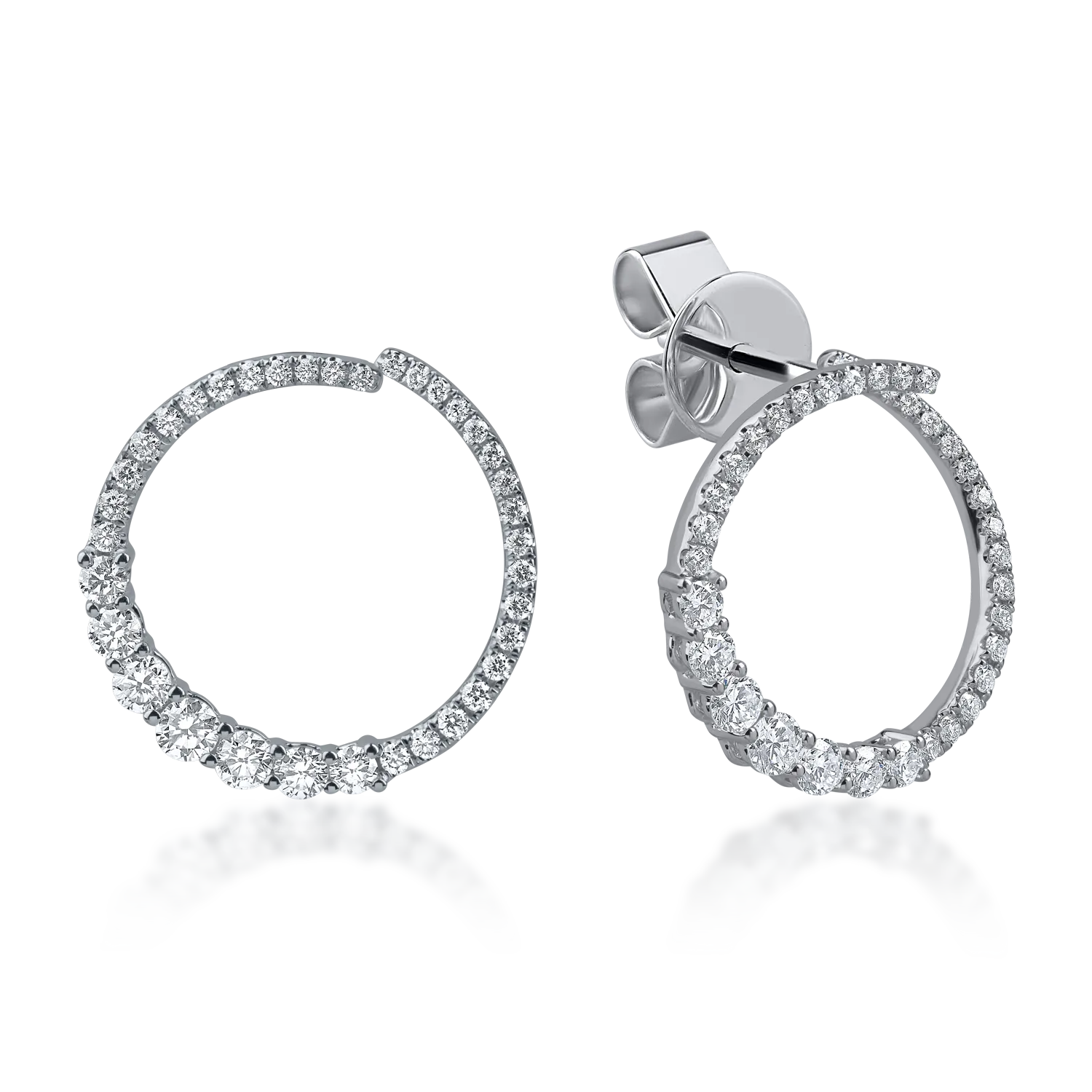 Cercei din aur alb cu diamante de 0.13ct