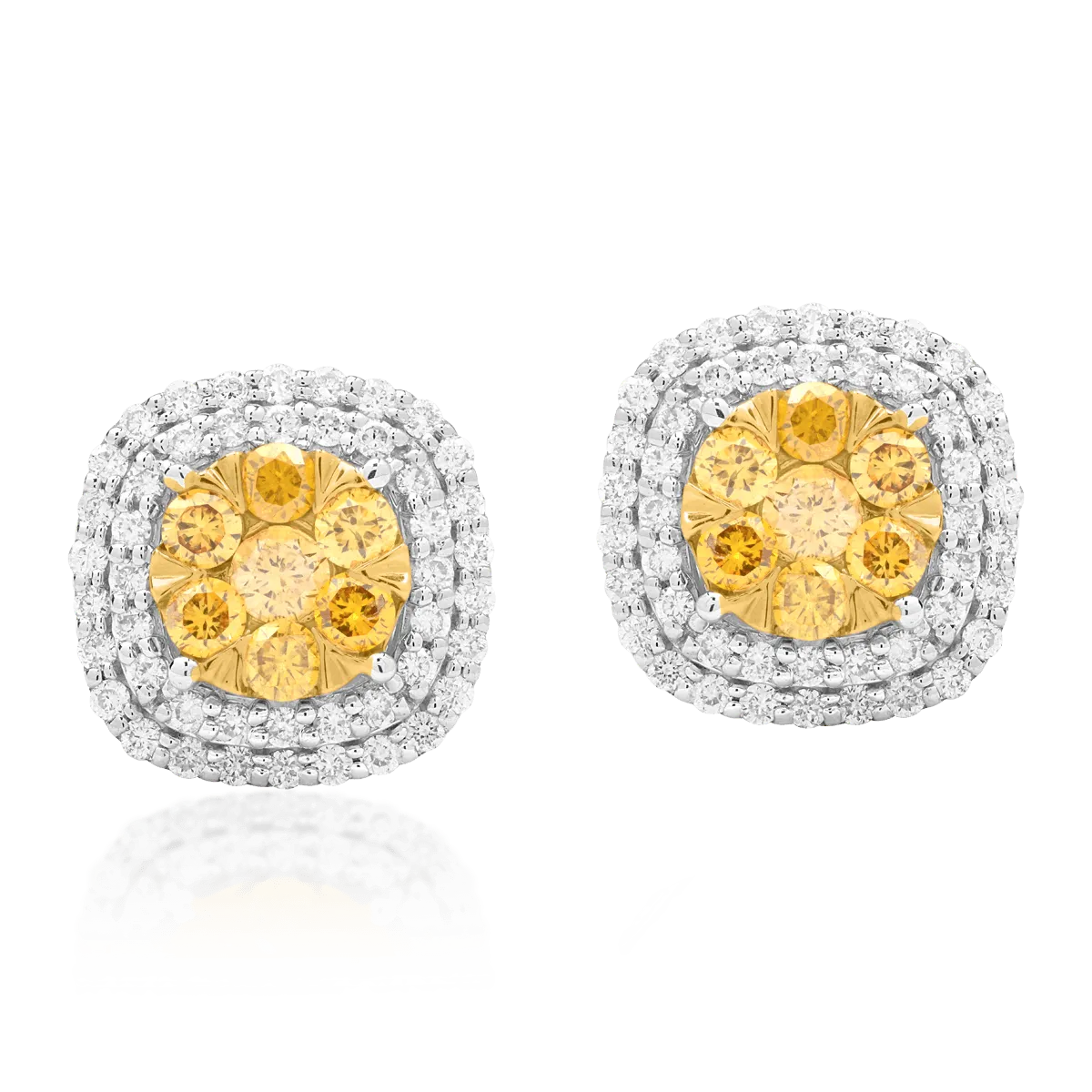 Cercei din aur alb cu fancy diamond de 0.568ct si diamante de 0.426ct 1 Cercei din aur alb cu fancy diamond de 0.568ct si diamante de 0.426ct