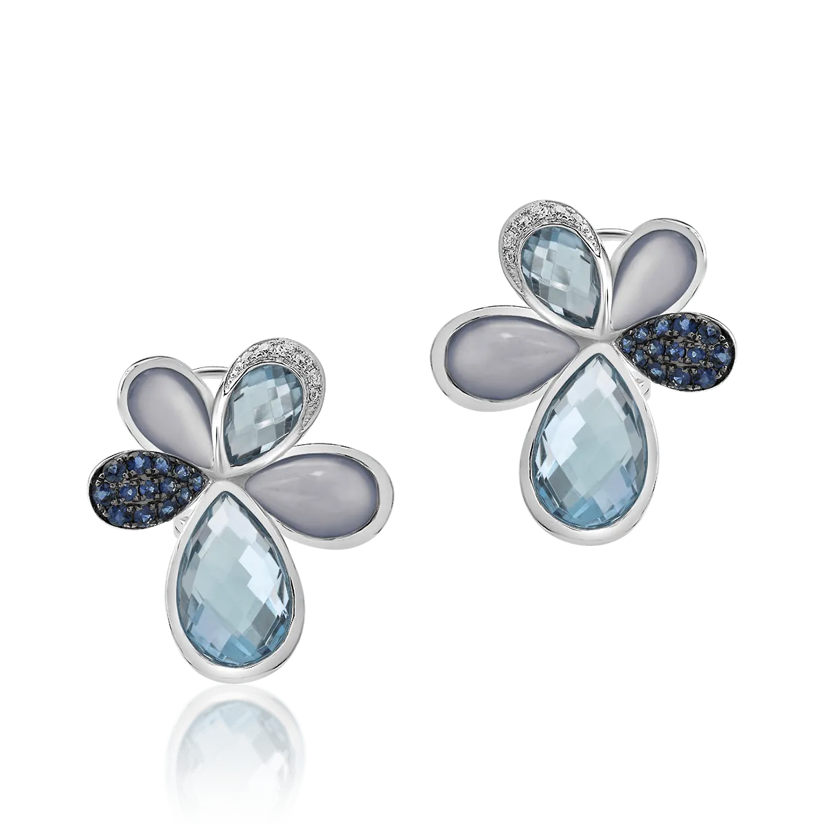 Cercei din aur alb cu pietre pretioase si semipretioase de 16.26ct