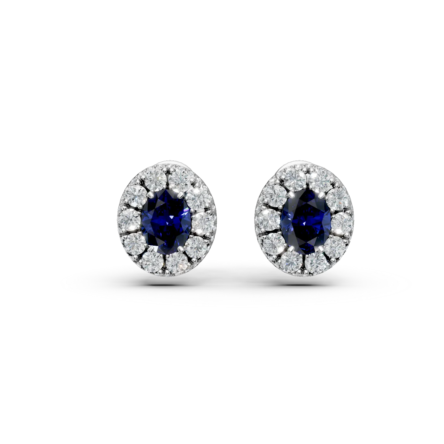 Cercei din aur alb cu safire ovale de 2.83ct si diamante round de 2.49ct 1 Cercei din aur alb cu safire ovale de 2.83ct si diamante round de 2.49ct