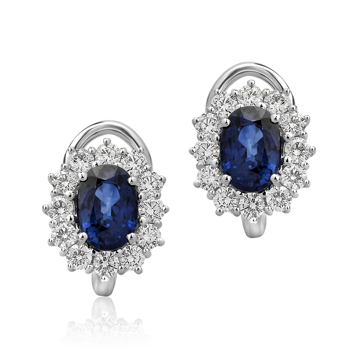 Cercei din aur alb cu safire ovale de 2.43ct si diamante round de 0.92ct 1 Cercei din aur alb cu safire ovale de 2.43ct si diamante round de 0.92ct