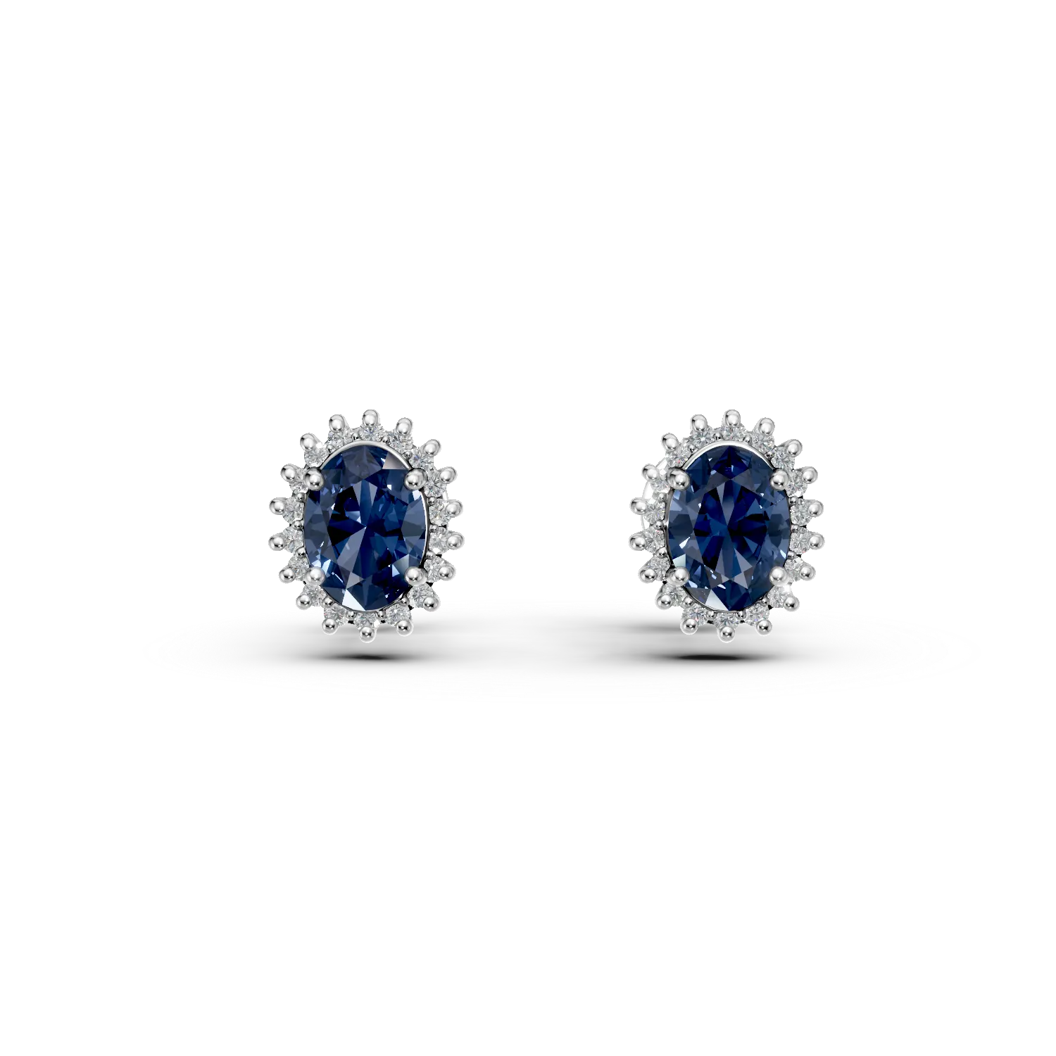 Cercei din aur alb cu safire ovale de 2.83ct si diamante de 0.44ct 1 Cercei din aur alb cu safire ovale de 2.83ct si diamante de 0.44ct
