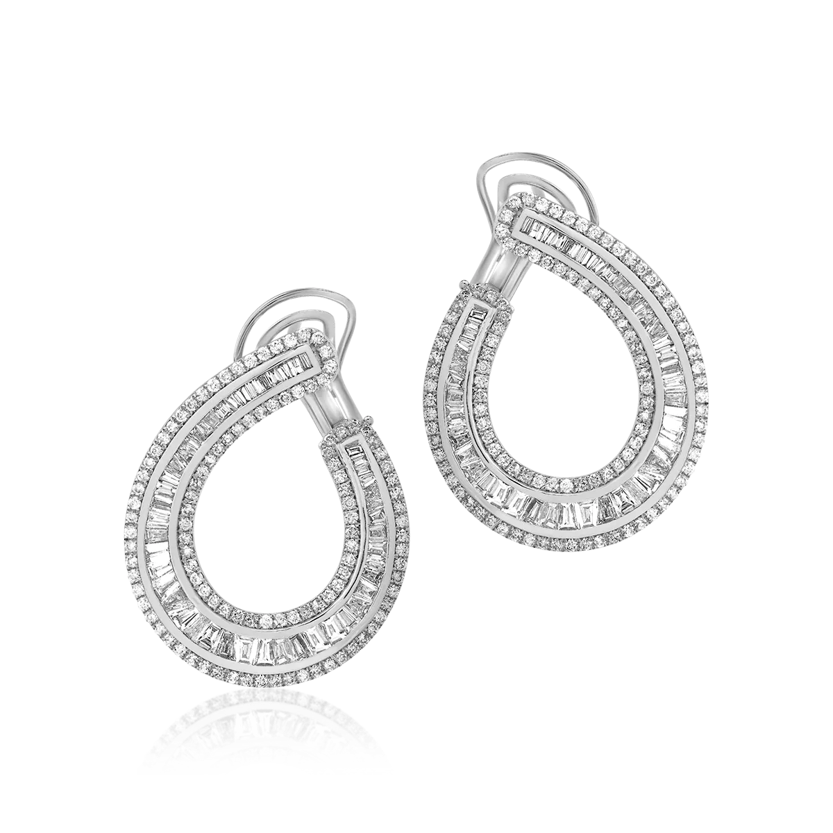 Cercei din aur alb cu diamante baguette de 4.94ct