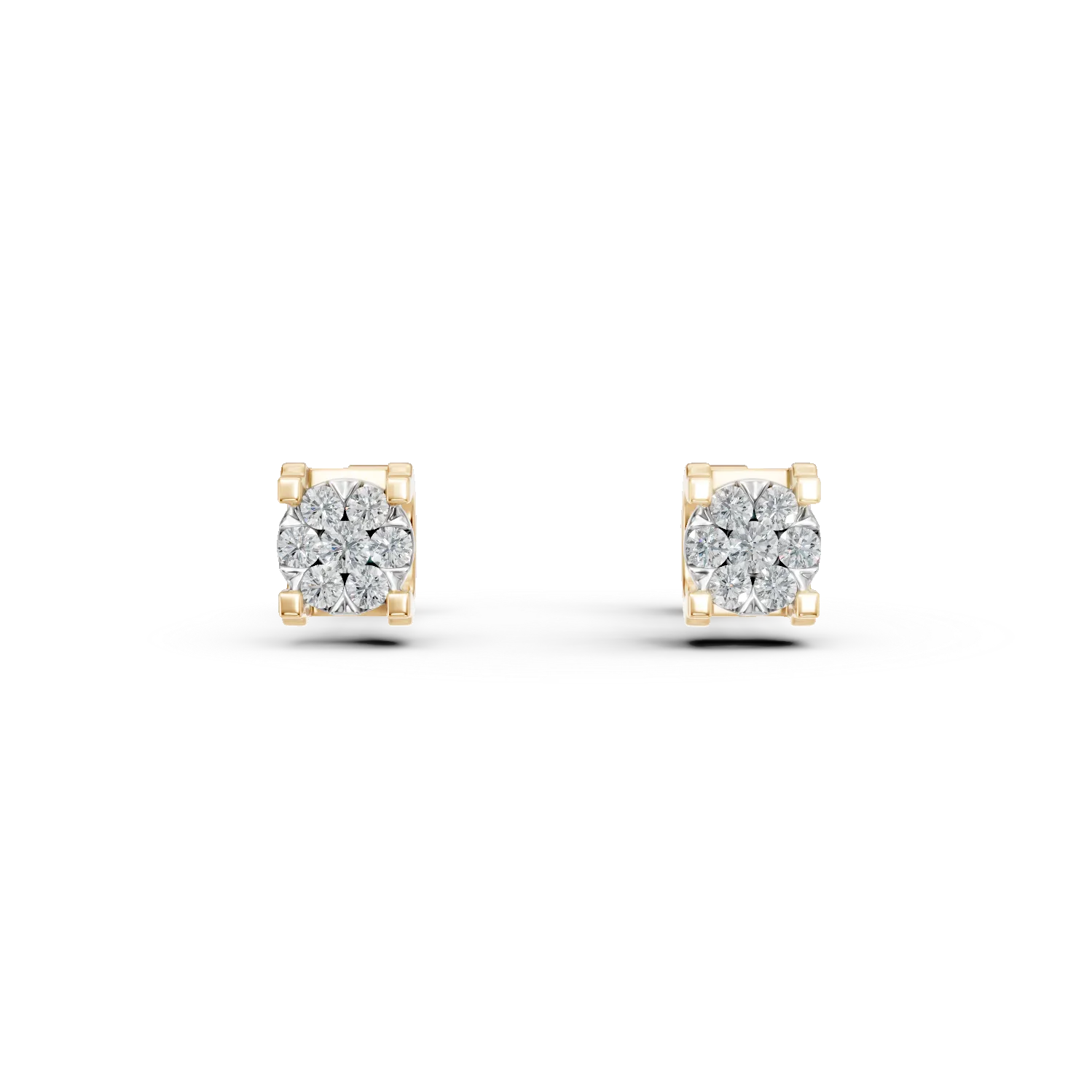 Cercei din aur alb-galben cu diamante de 0.102ct