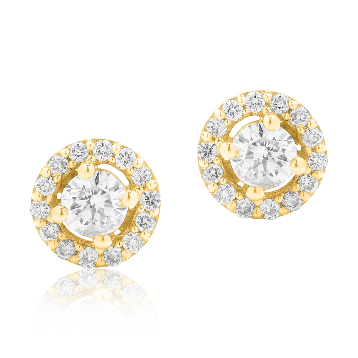 Cercei din aur galben cu diamante de 0.34ct