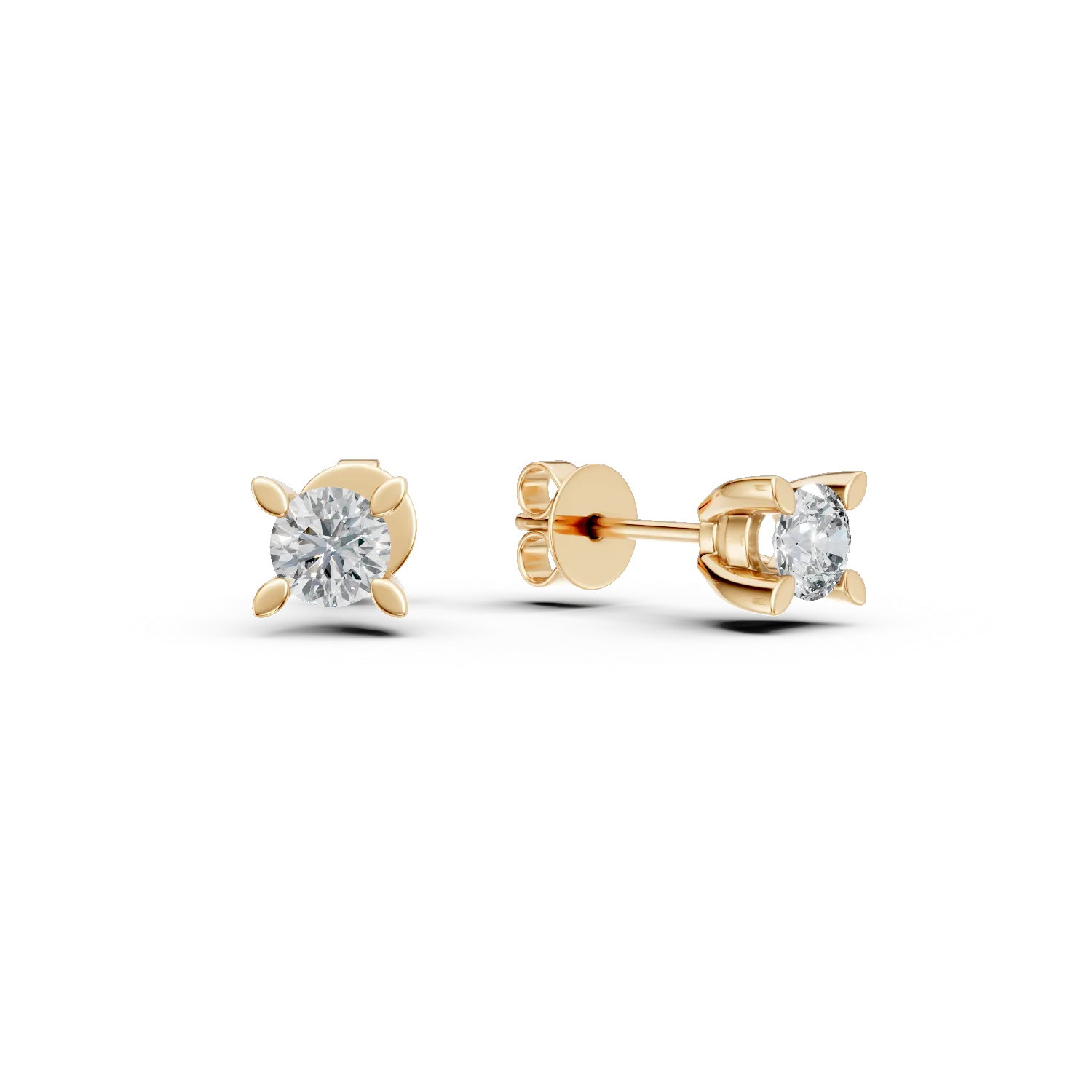 Cercei cu surub din aur galben cu diamante de 0.5ct
