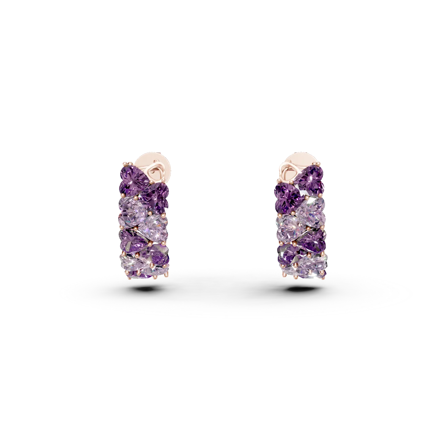 Cercei din aur roz cu ametiste heart de 4.1ct 1 Cercei din aur roz cu ametiste heart de 4.1ct