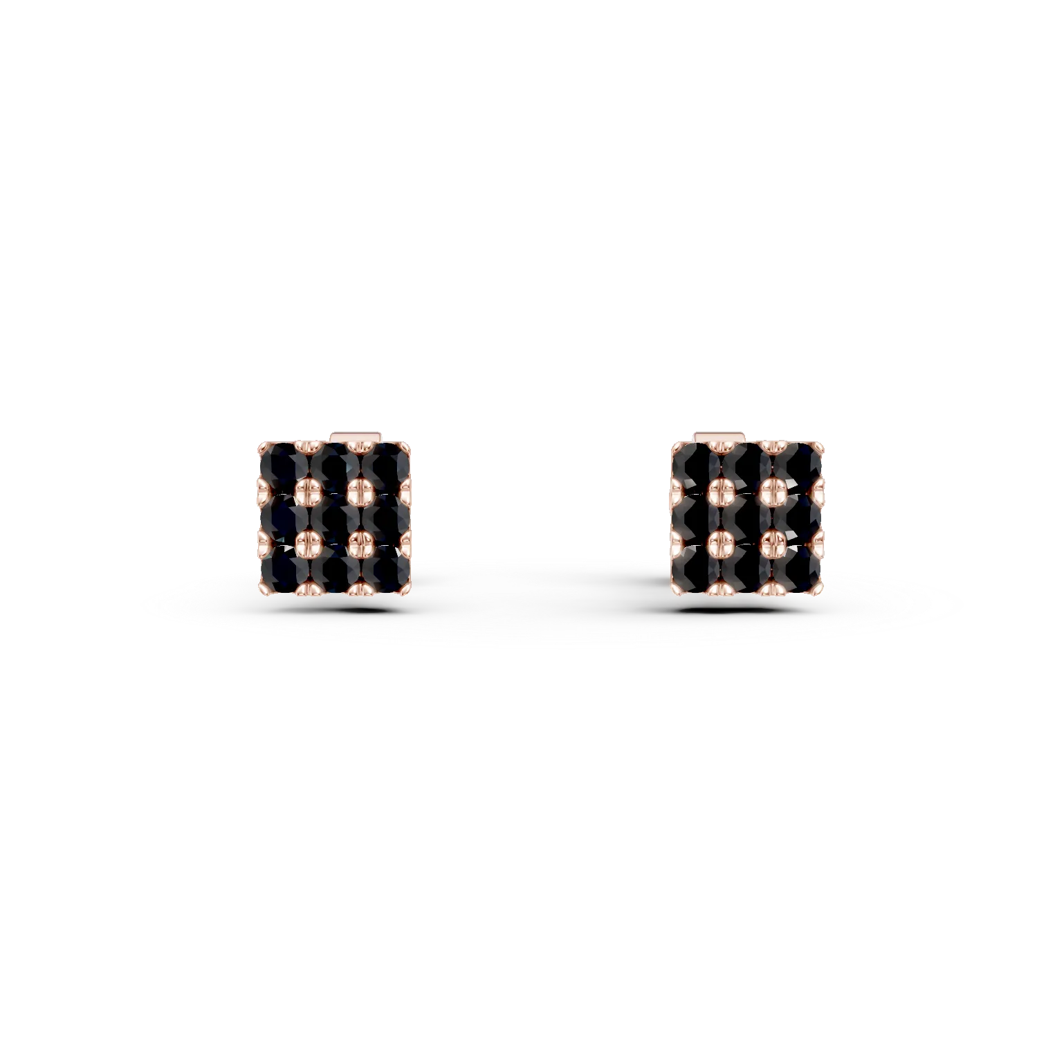 Cercei din aur roz cu diamante negre de 0.146ct 1 Cercei din aur roz cu diamante negre de 0.146ct