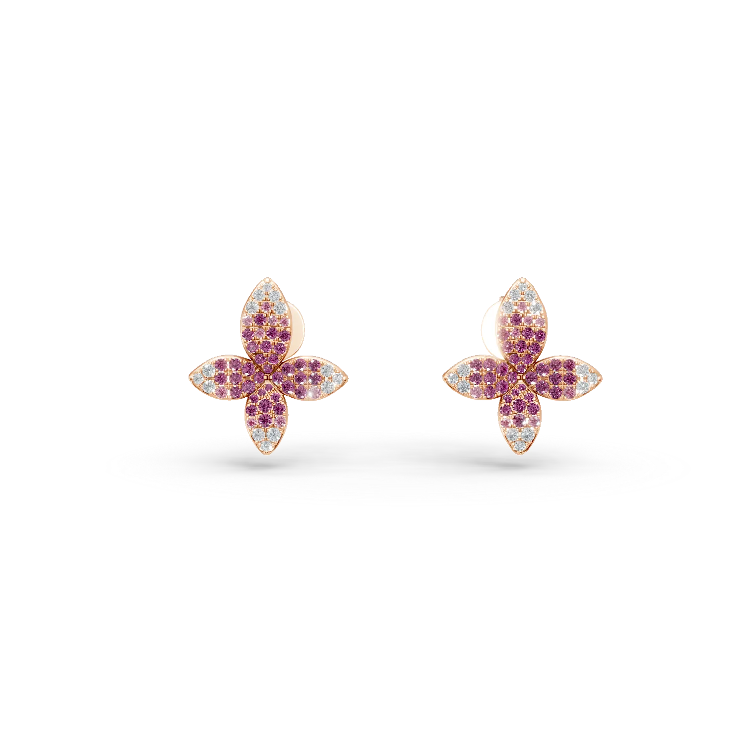 Cercei din aur roz cu safire roz de 0.9ct si diamante de 1.14ct
