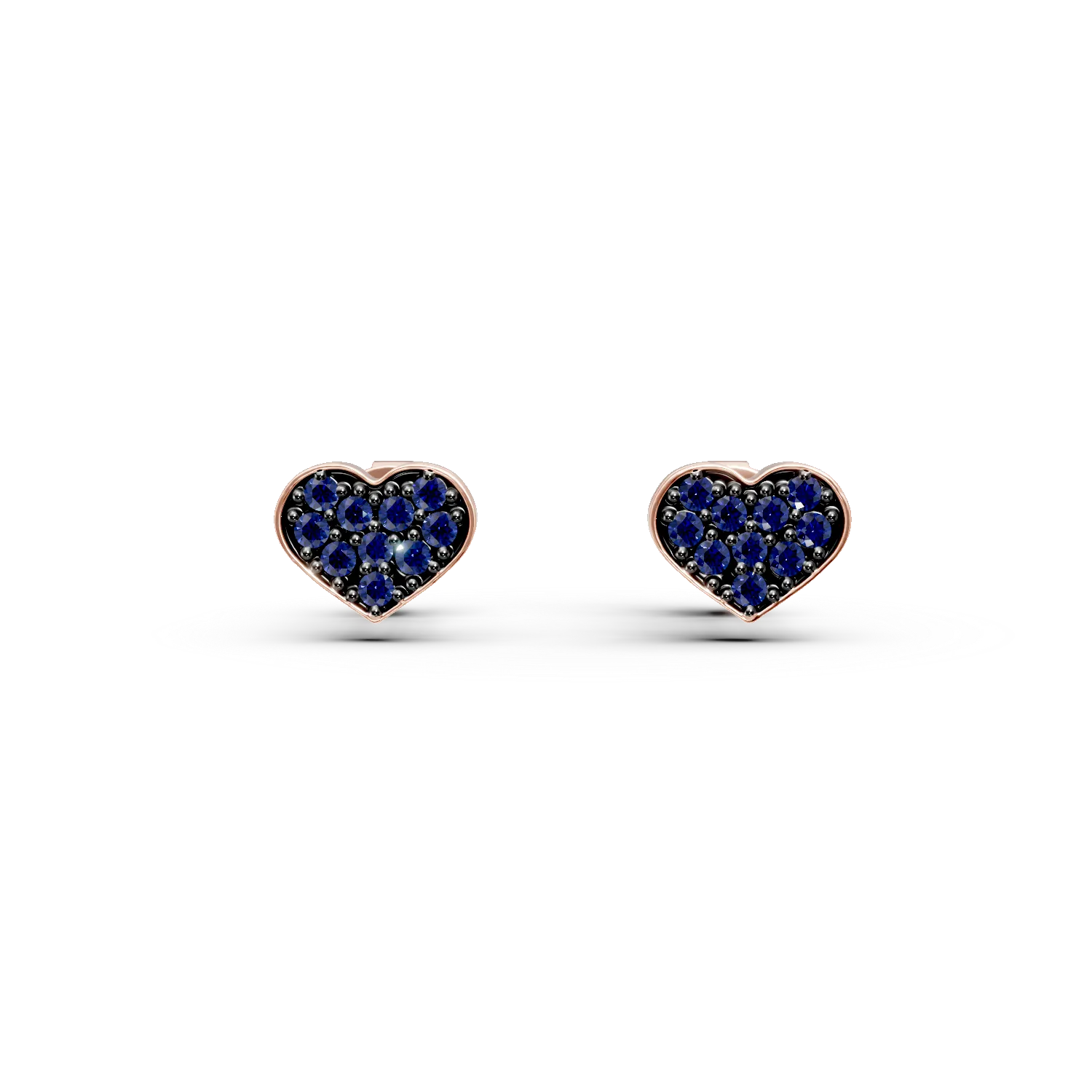 Cercei inimi din aur roz cu safire de 0.2ct 1 Cercei inimi din aur roz cu safire de 0.2ct