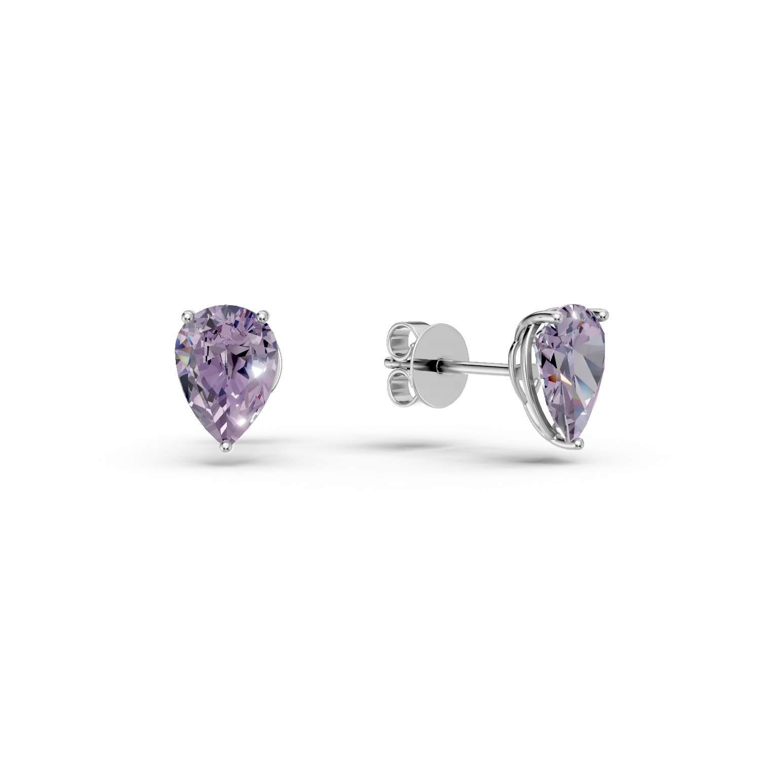 Cercei din aur alb cu ametiste pear de 1.3ct