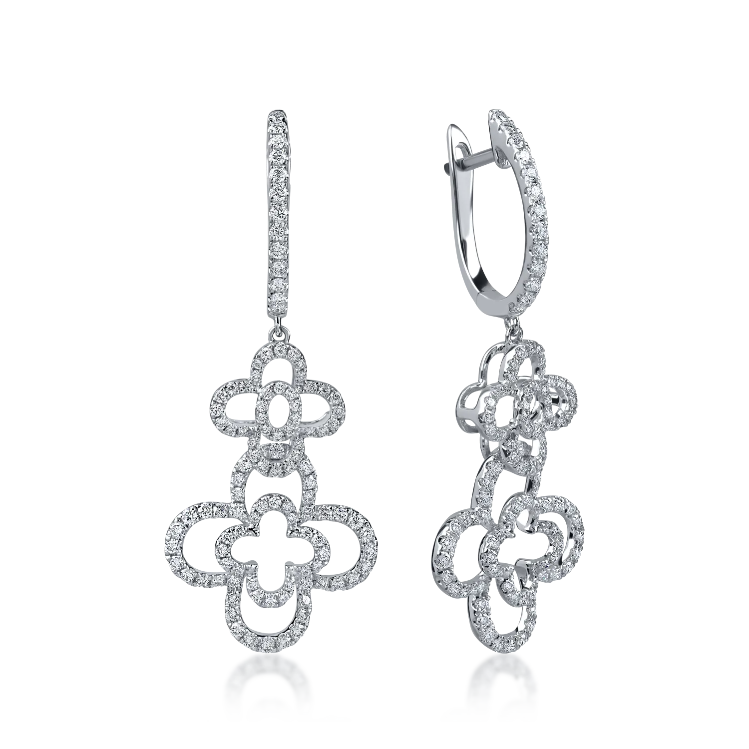 Cercei geometrici din aur alb cu diamante de 0.9ct 1 Cercei geometrici din aur alb cu diamante de 0.9ct
