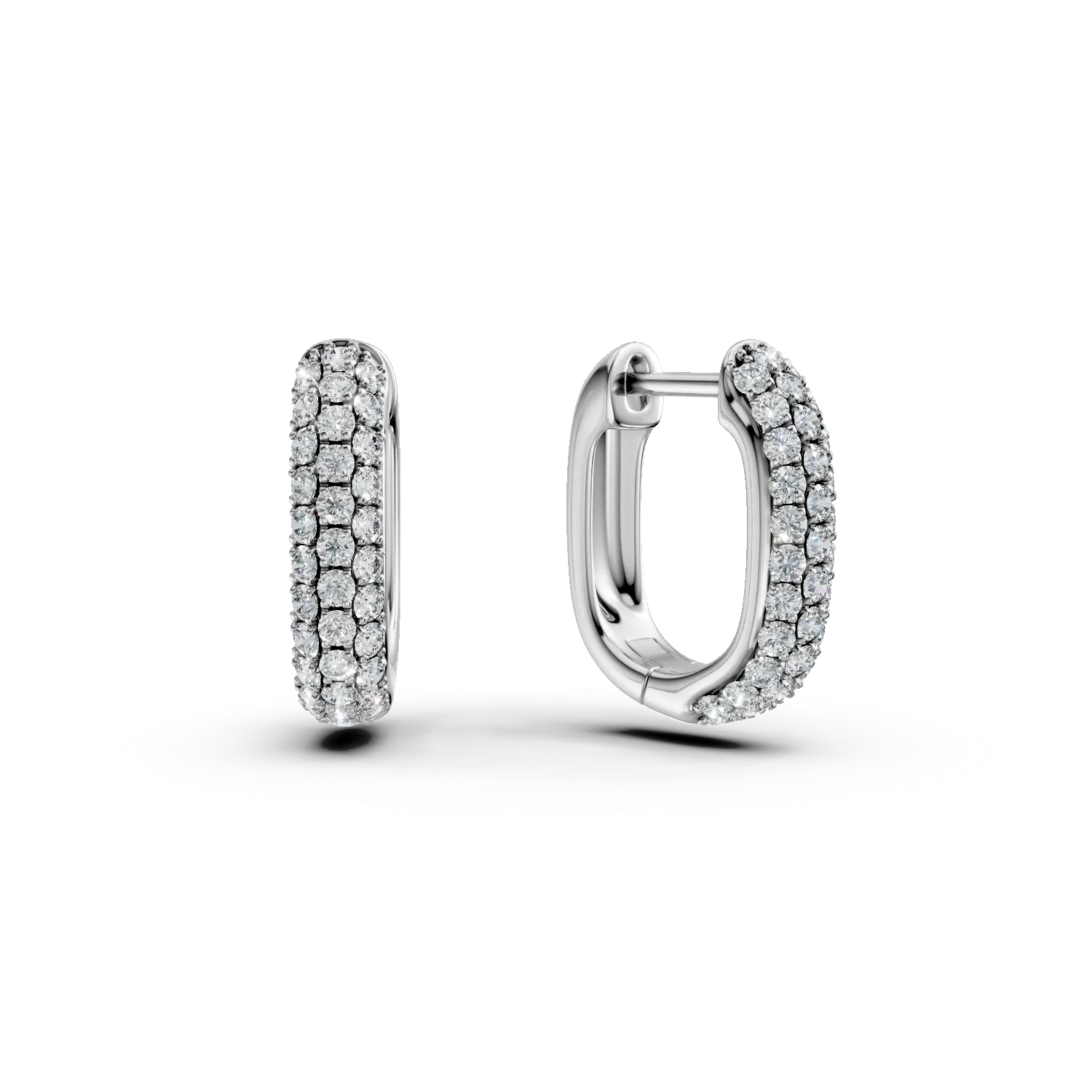 Cercei geometrici din aur alb cu diamante de 0.5ct