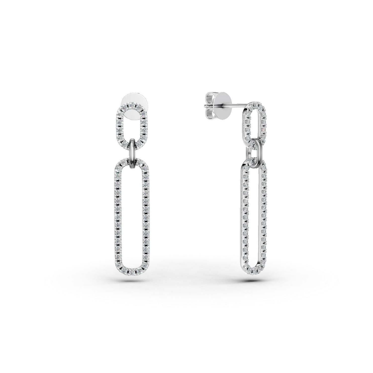 Cercei geometrici din aur alb cu diamante de 1ct