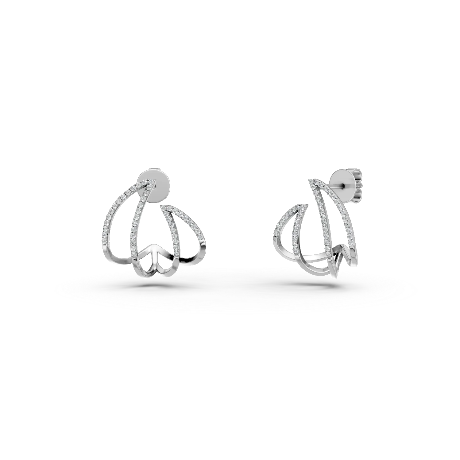 Cercei on-ear din aur alb cu diamante de 0.25ct