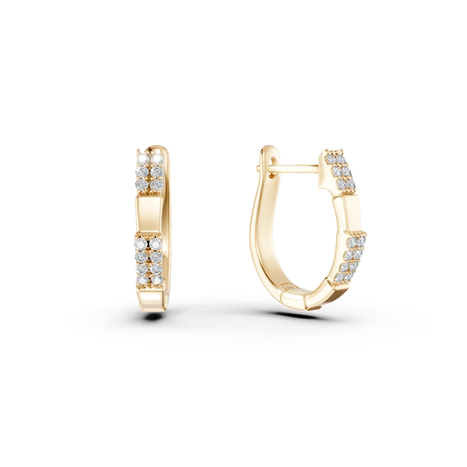 Cercei on-ear din aur galben cu diamante de 0.17ct