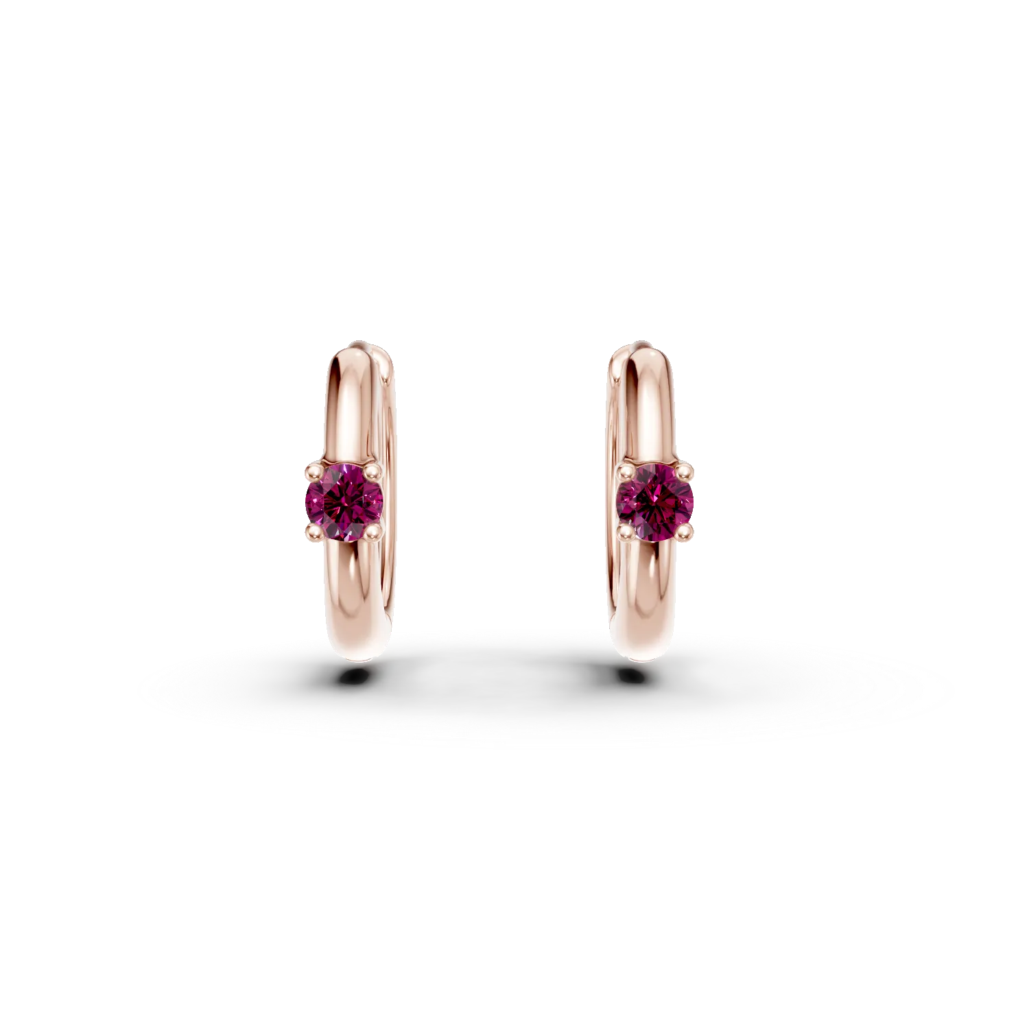 Cercei pentru copii din aur roz cu rubine de 0.138ct