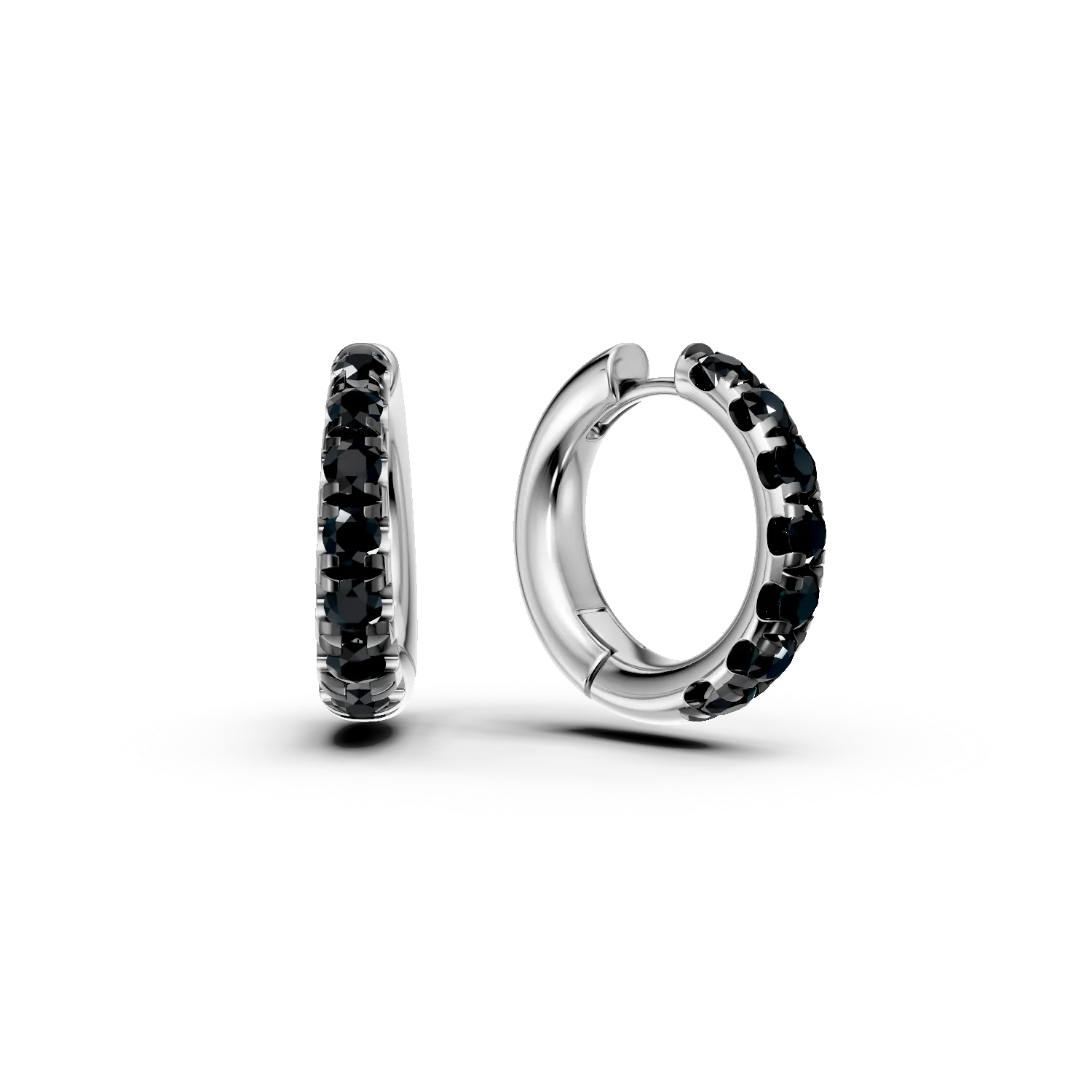 Cercei rotunzi din aur alb cu diamante negre de 0.67ct