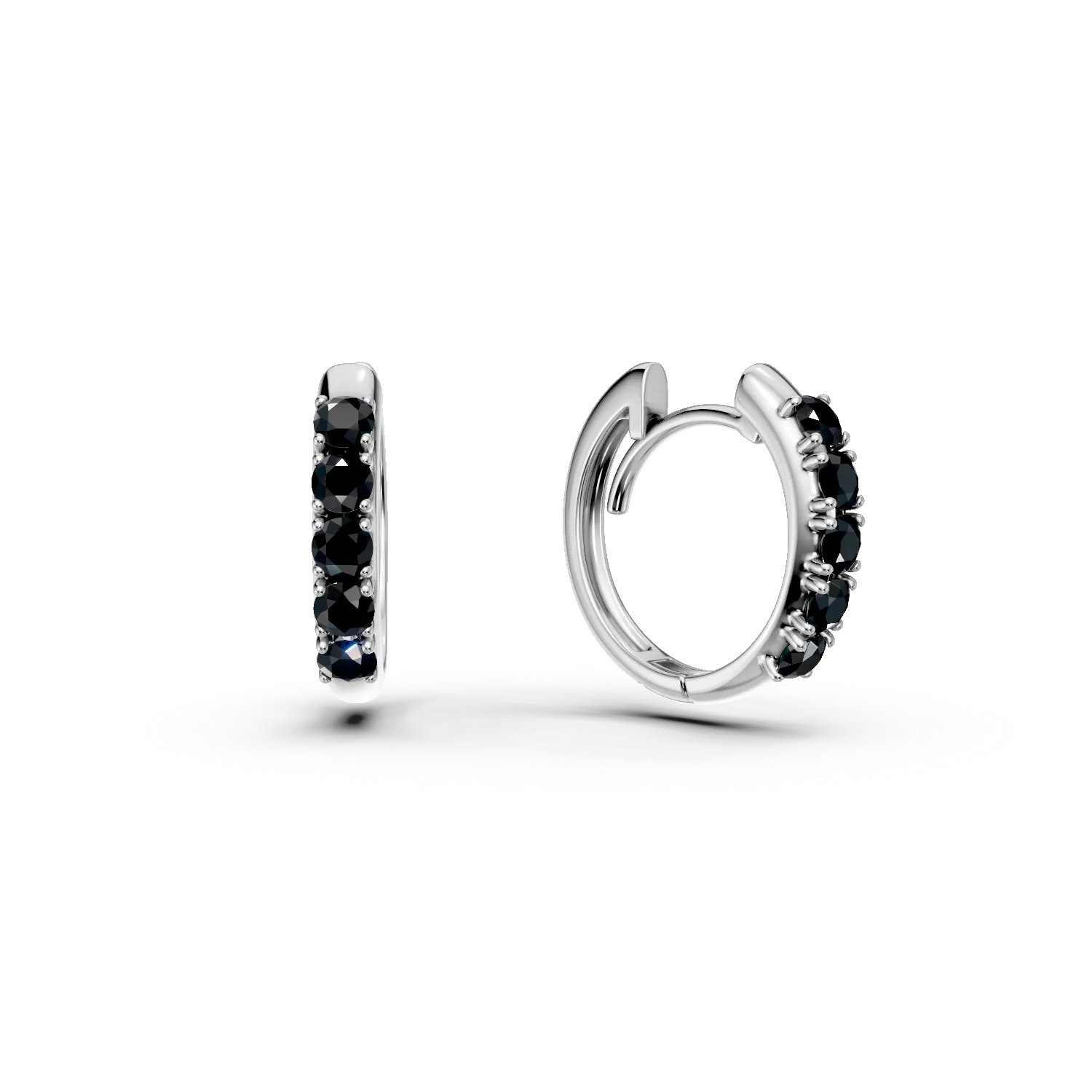 Cercei rotunzi din aur alb cu diamante negre de 0.4ct