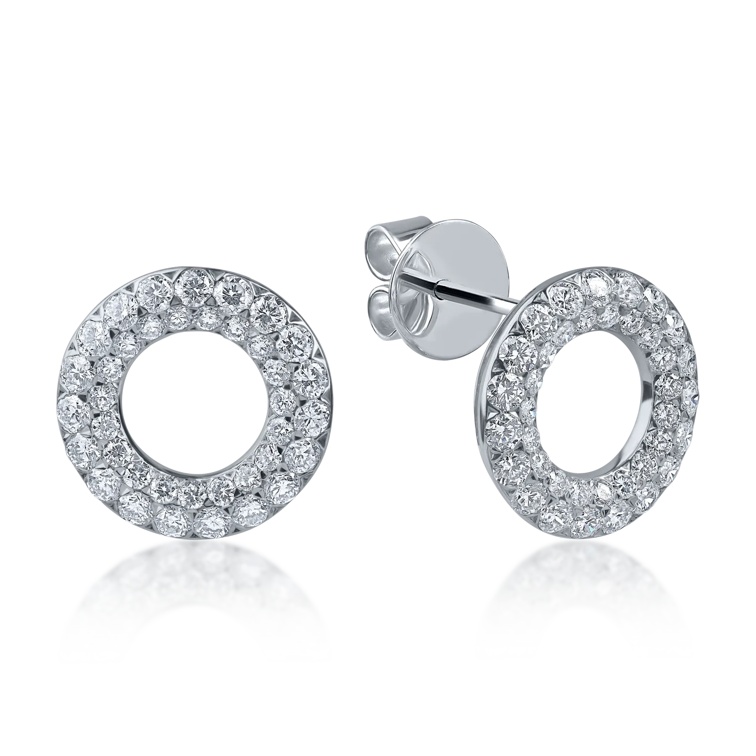 Cercei rotunzi din aur alb cu diamante de 1.04ct
