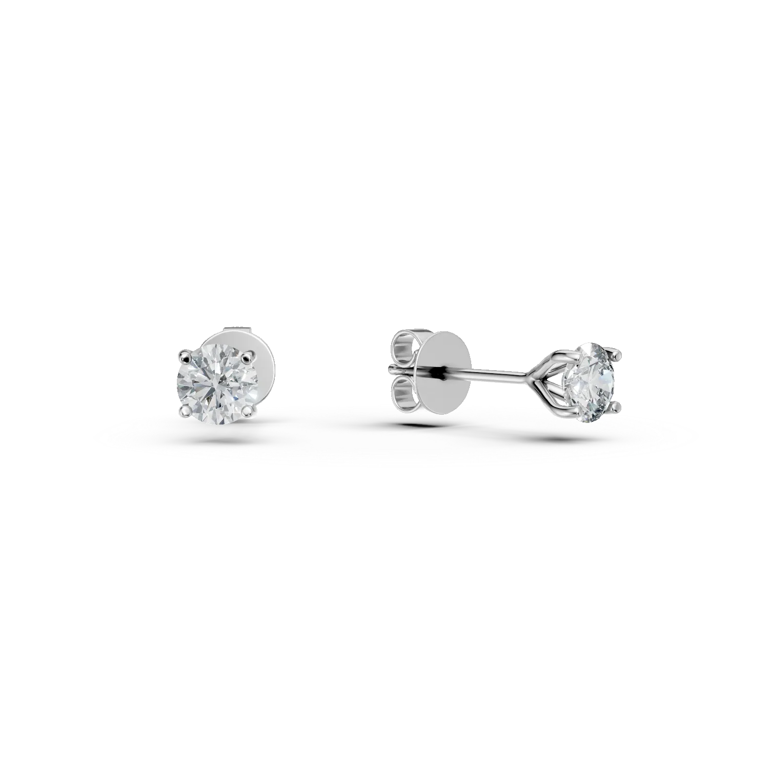 Cercei solitaire din aur alb cu diamante de 0.8ct