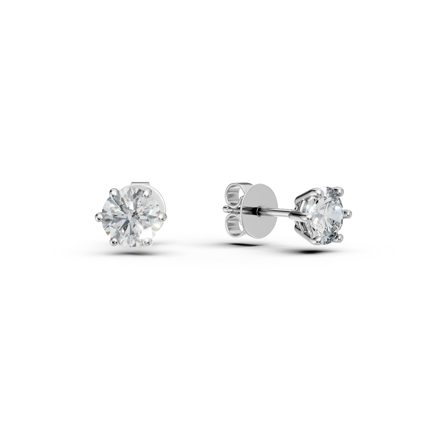 Cercei solitaire din aur alb cu diamante de 0.88ct