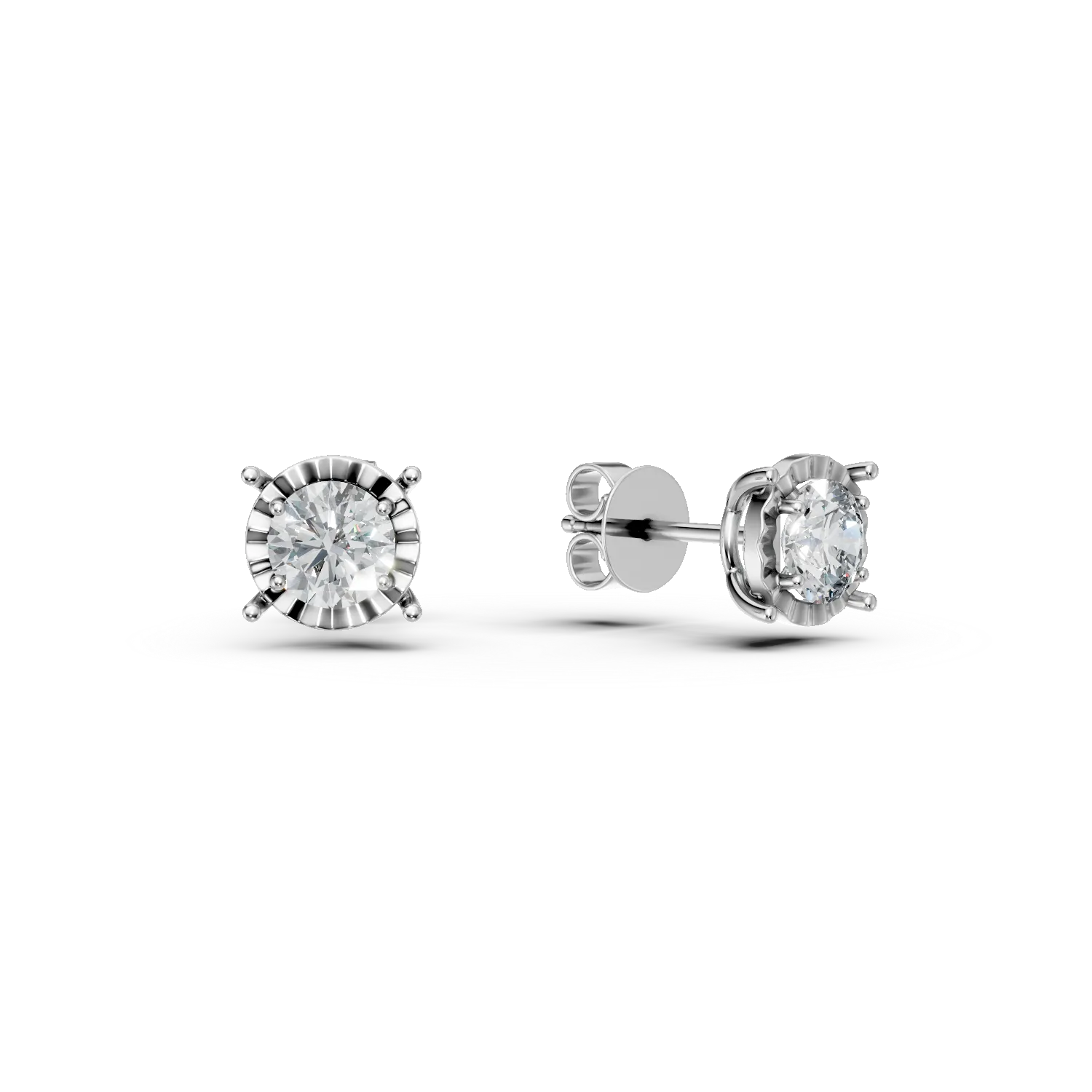 Cercei solitaire din aur alb cu diamante de 0.61ct