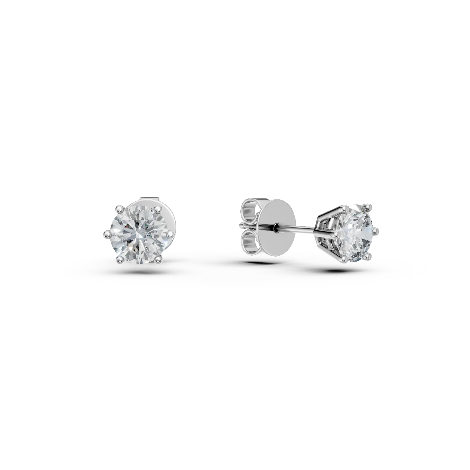 Cercei solitaire din aur alb cu diamante de 1.04ct