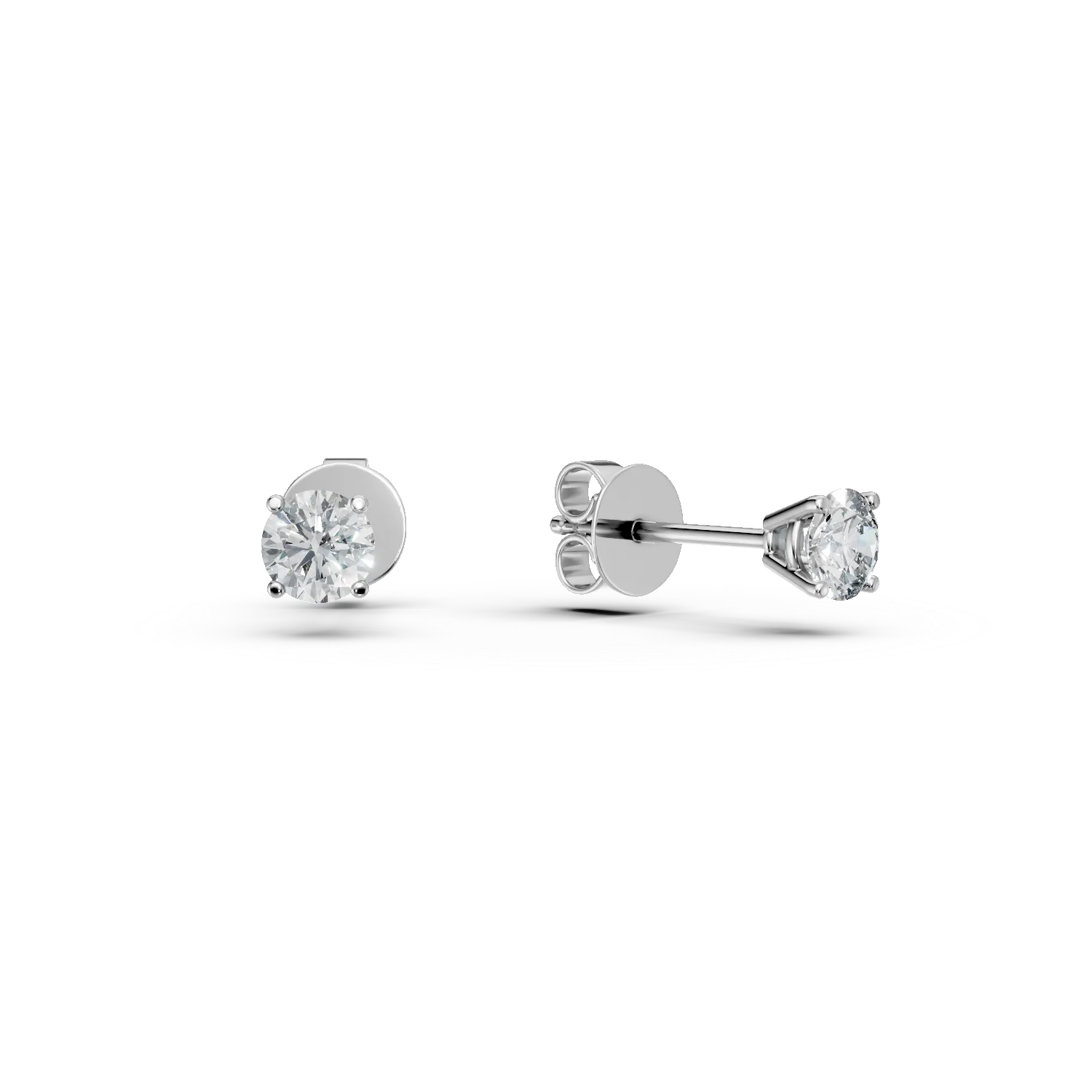 Cercei solitaire din aur alb cu diamante de 0.61ct