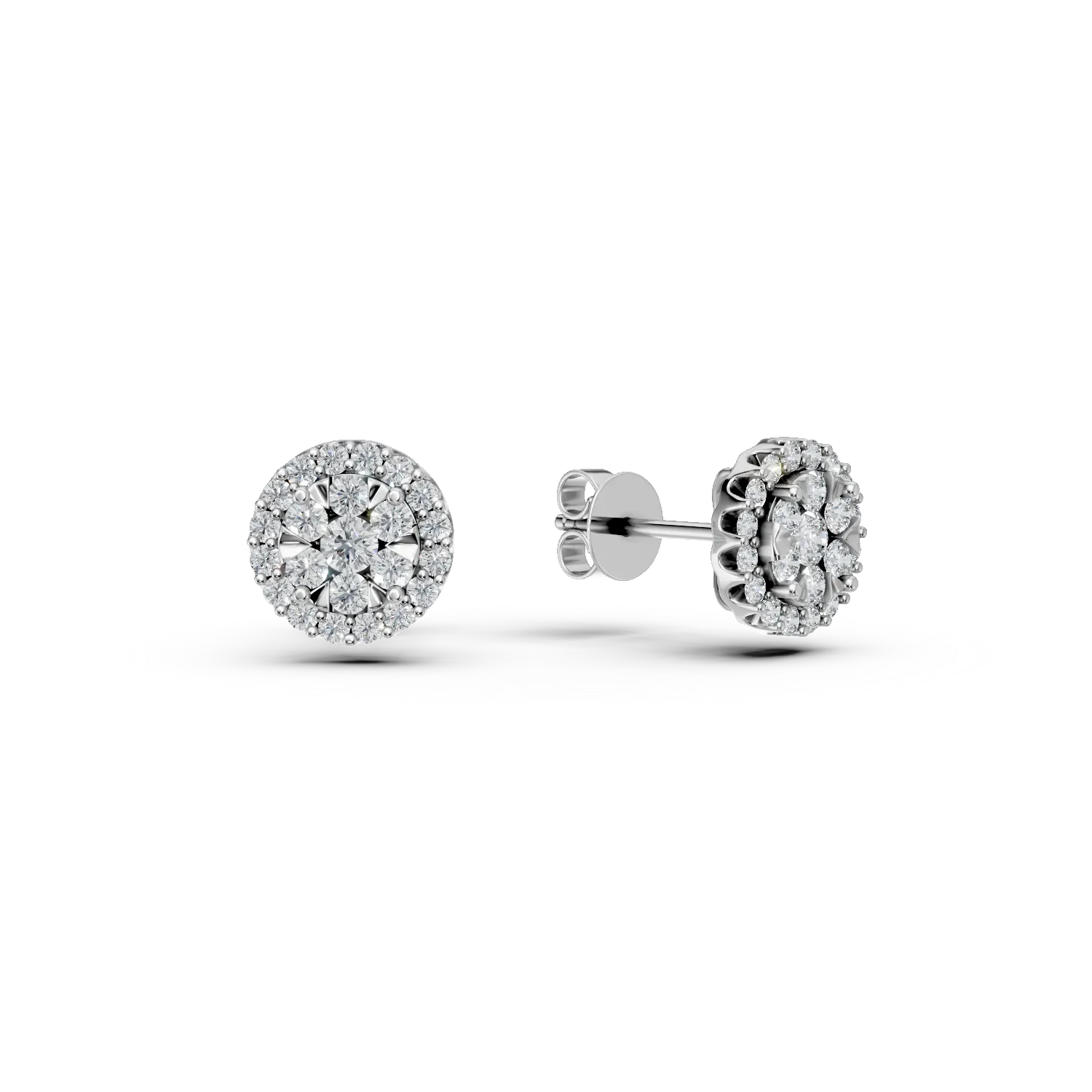 Cercei stud din aur alb cu diamante de 1ct