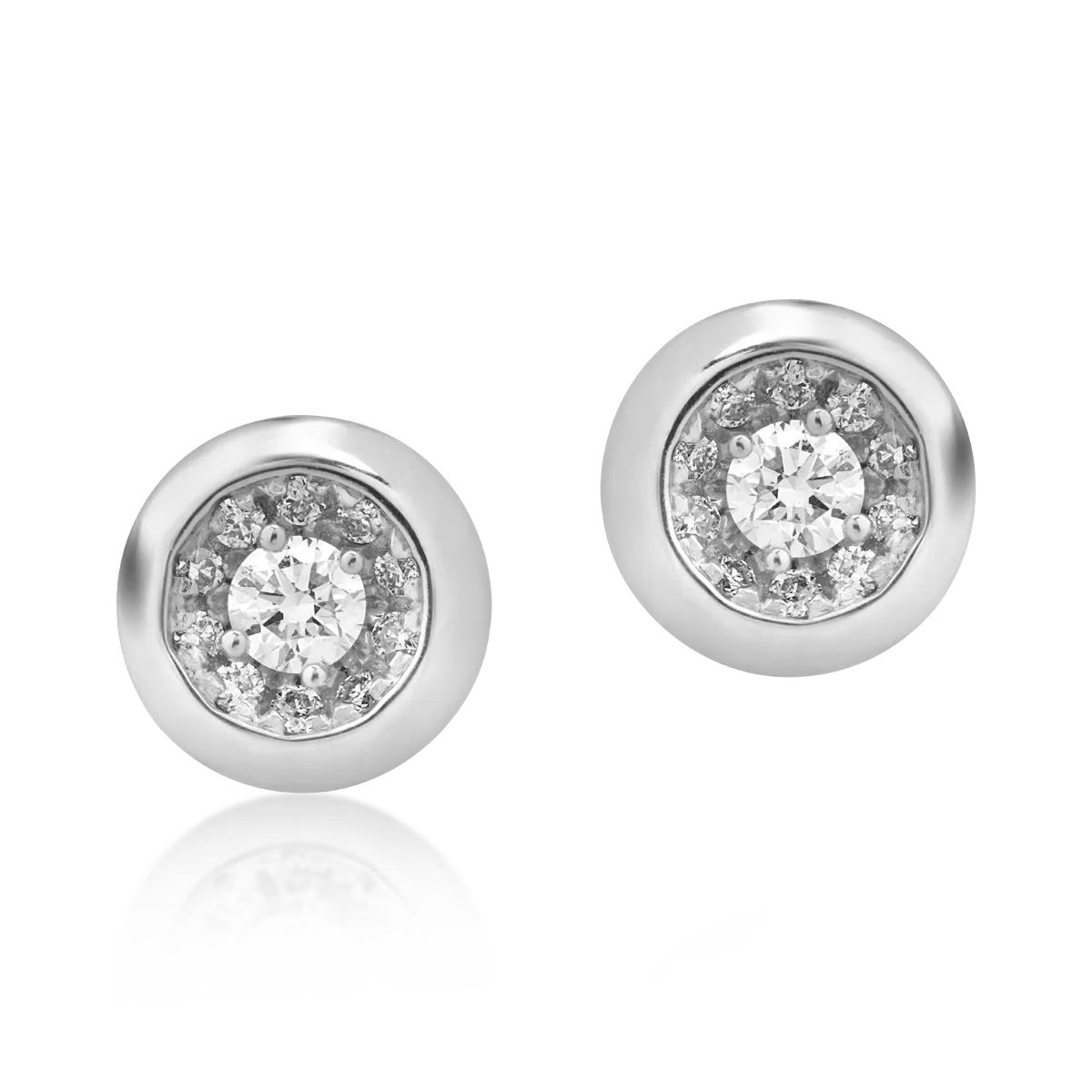 Cercei din aur alb cu diamante de 0.157ct
