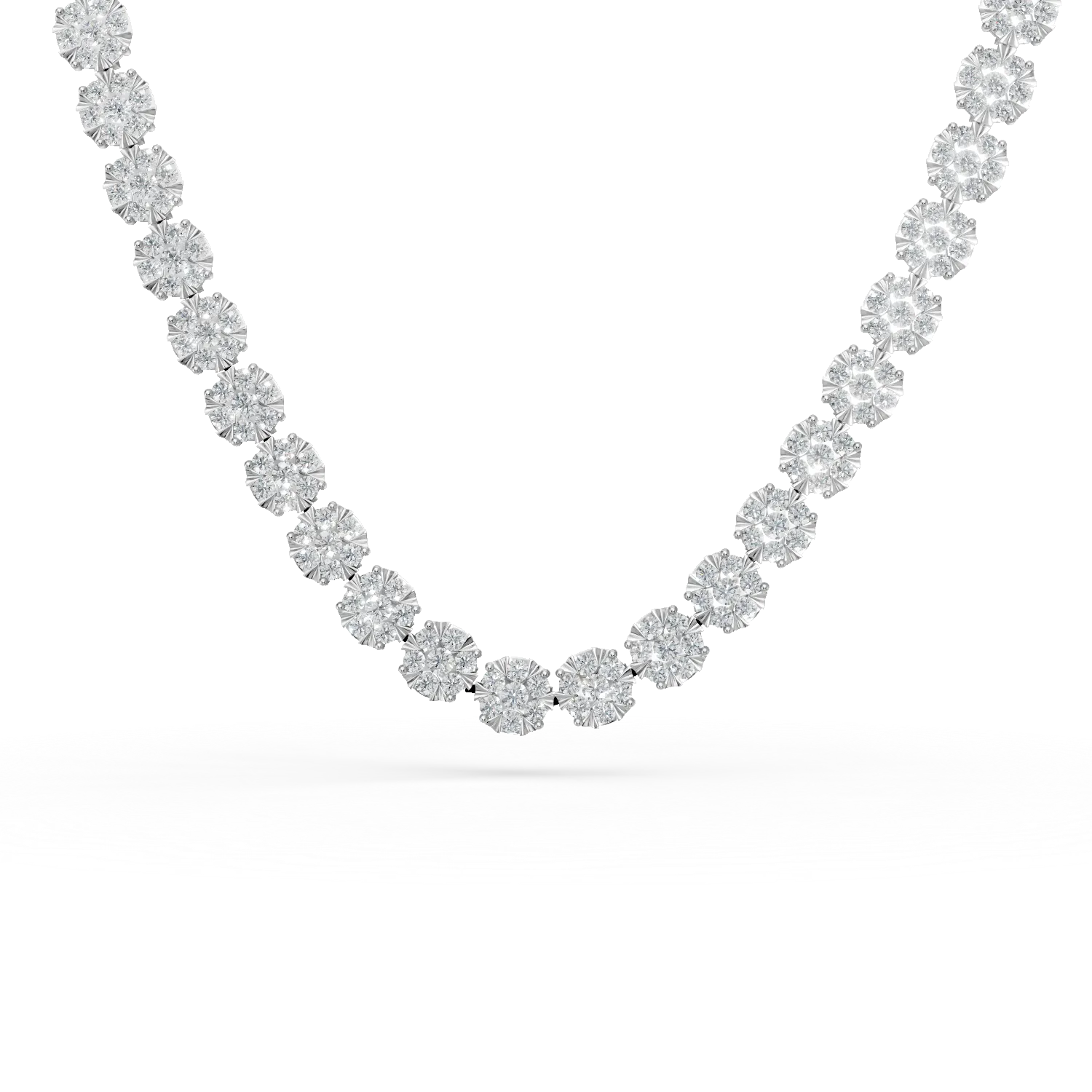Colier tennis din aur alb cu diamante de 3ct