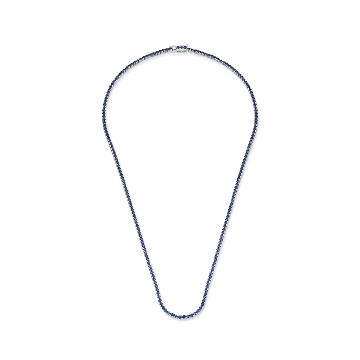 Colier tennis din aur alb cu safire de 5.8ct