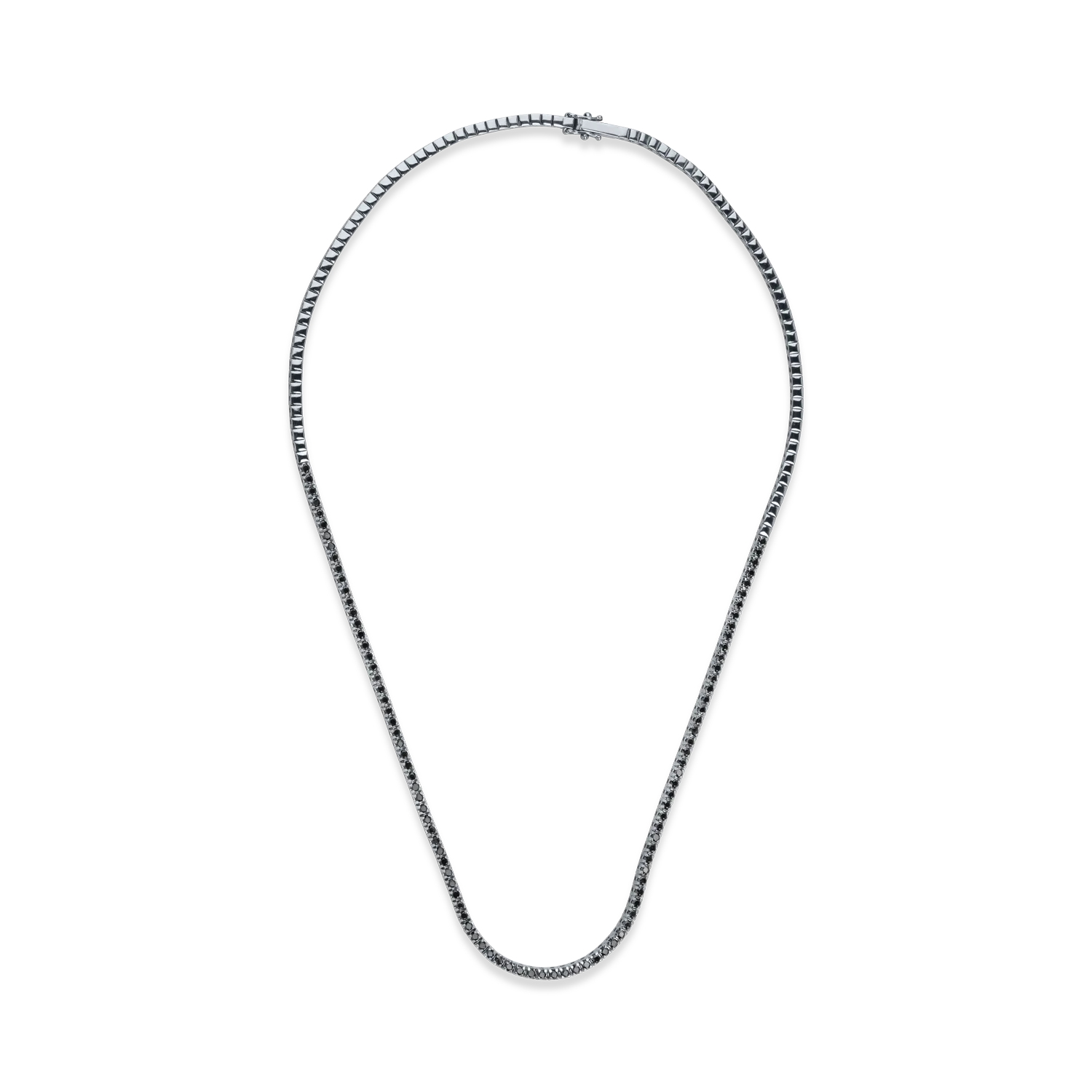 Colier tennis din aur negru cu diamante negre de 2.2ct