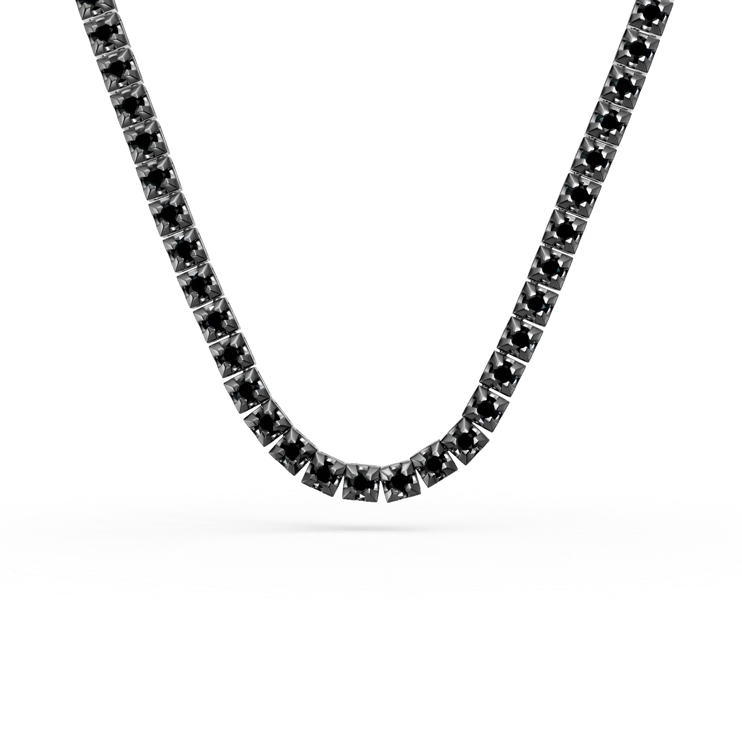 Colier tennis din aur negru cu diamante negre de 7ct
