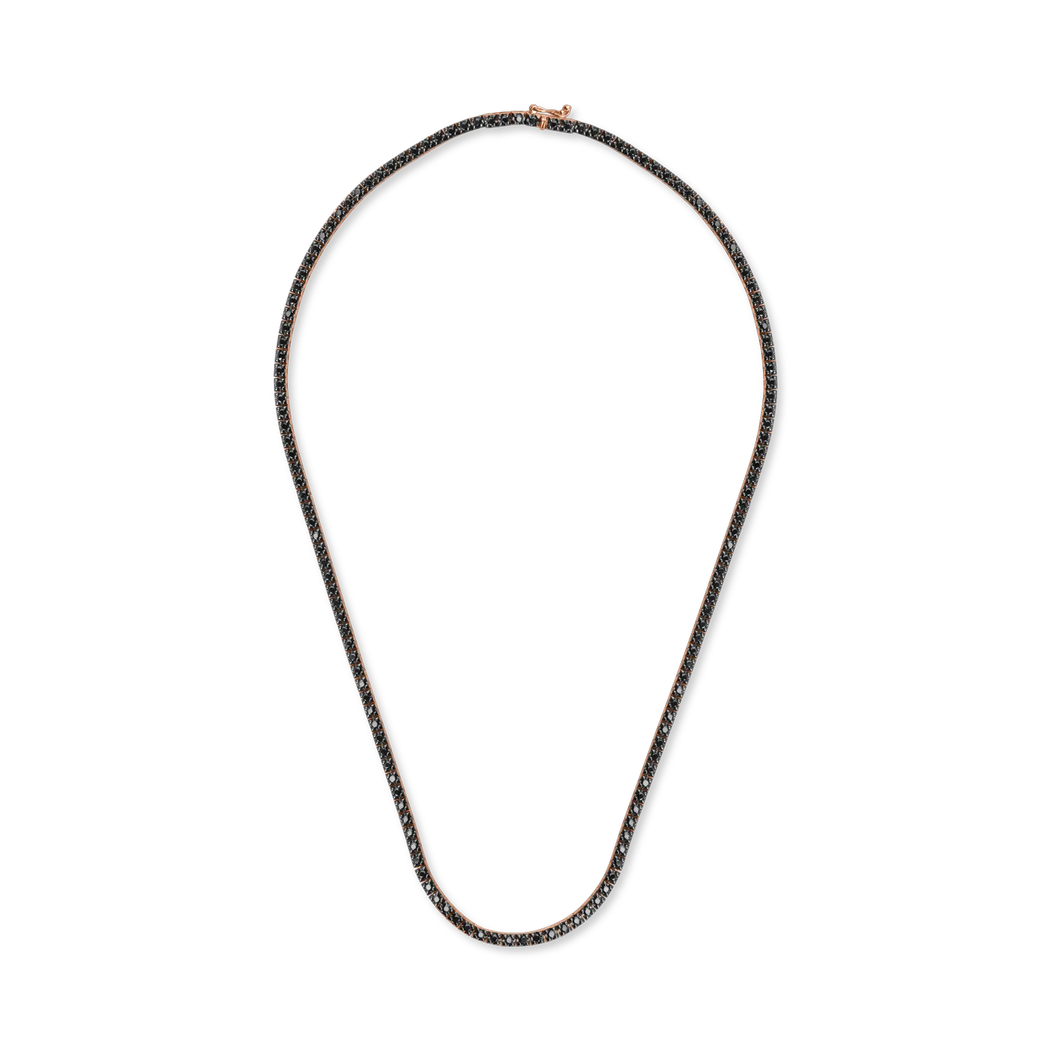Colier tennis din aur roz-negru cu diamante negre de 2.3ct