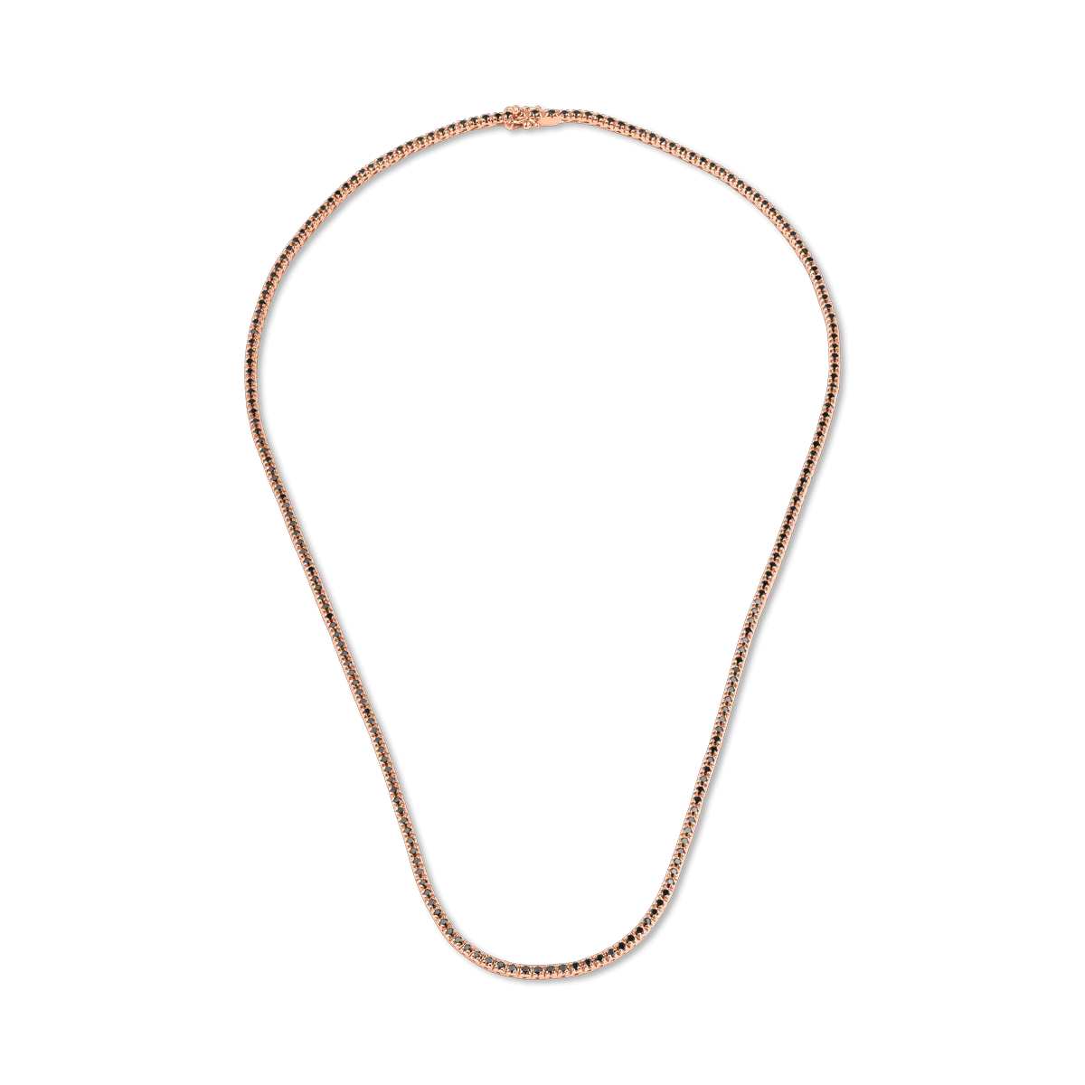 Colier tennis din aur roz cu diamante negre de 2.2ct