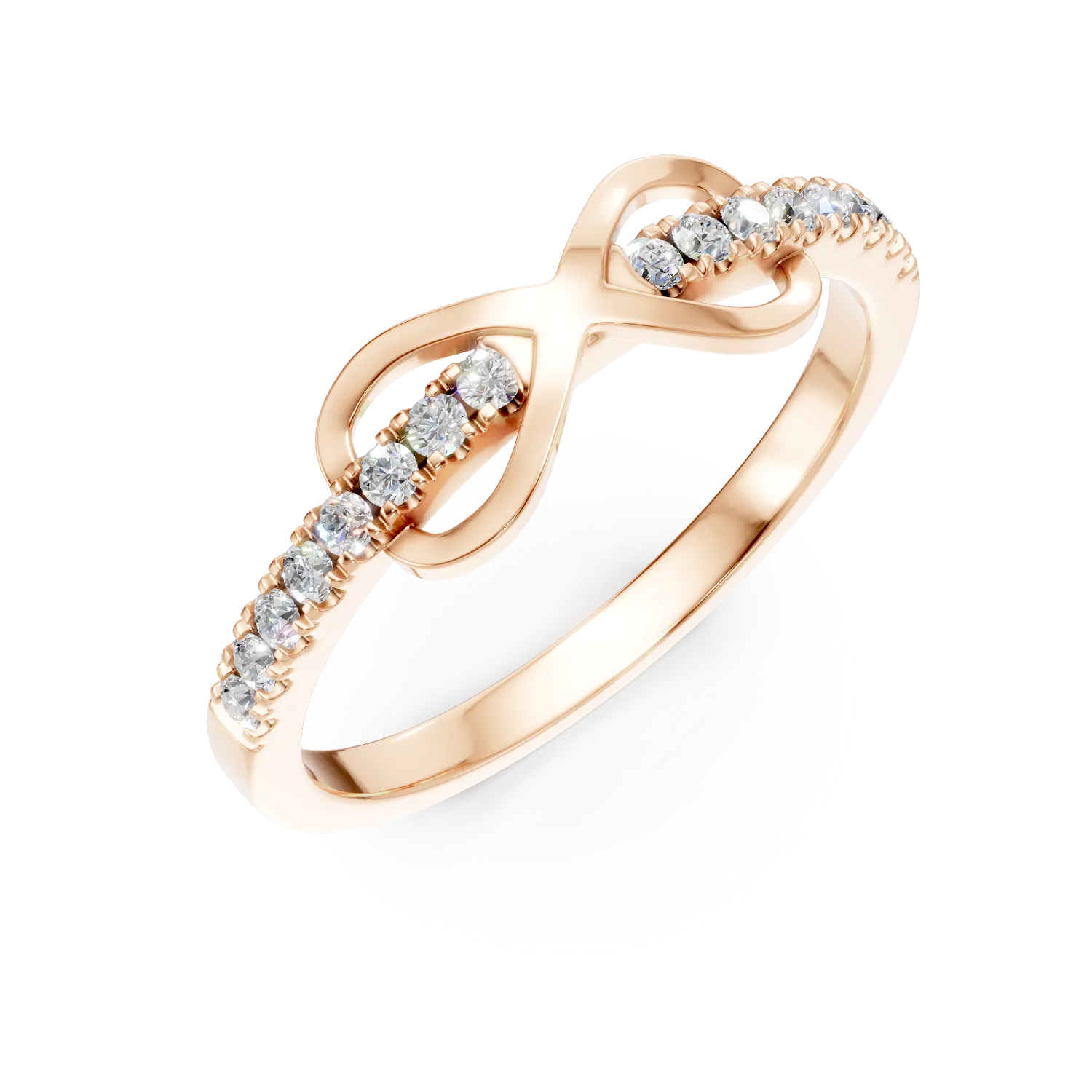Inel cu infinit din aur roz cu diamante de 0.1ct