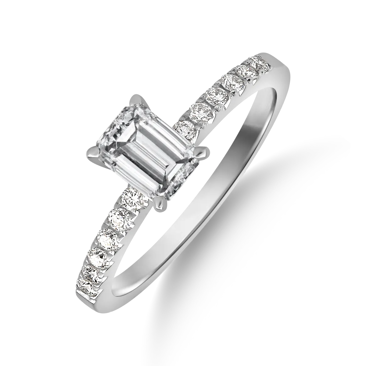 Inel de logodna din aur alb cu diamant de 0.9ct si diamante de 0.19ct