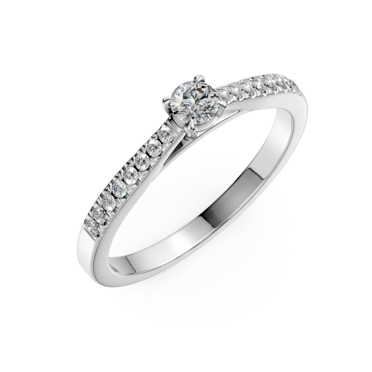 Inel de logodna din aur alb cu diamant de 0.1ct si diamante de 0.1ct