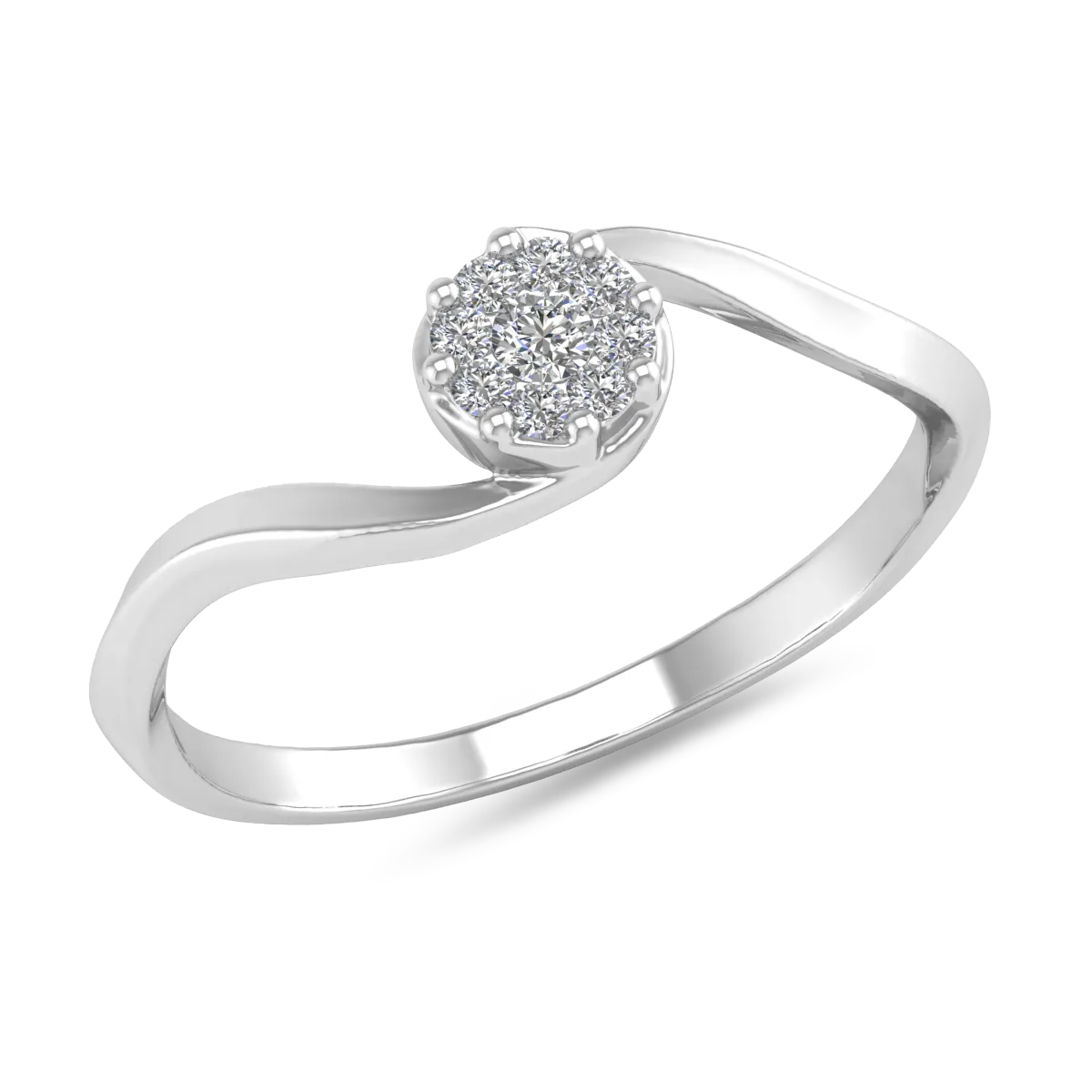 Inel de logodna din aur alb cu diamant de 0.06ct si diamante de 0.07ct
