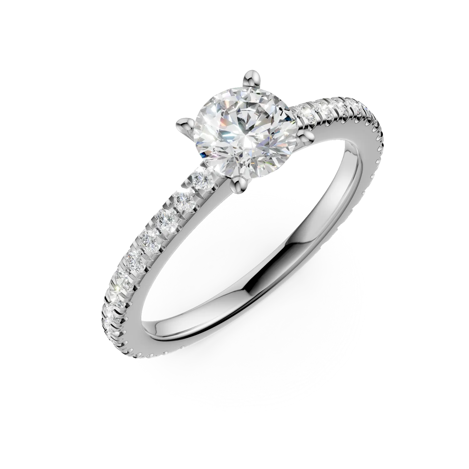 Inel de logodna din aur alb cu diamant de 1ct si diamante de 0.46ct