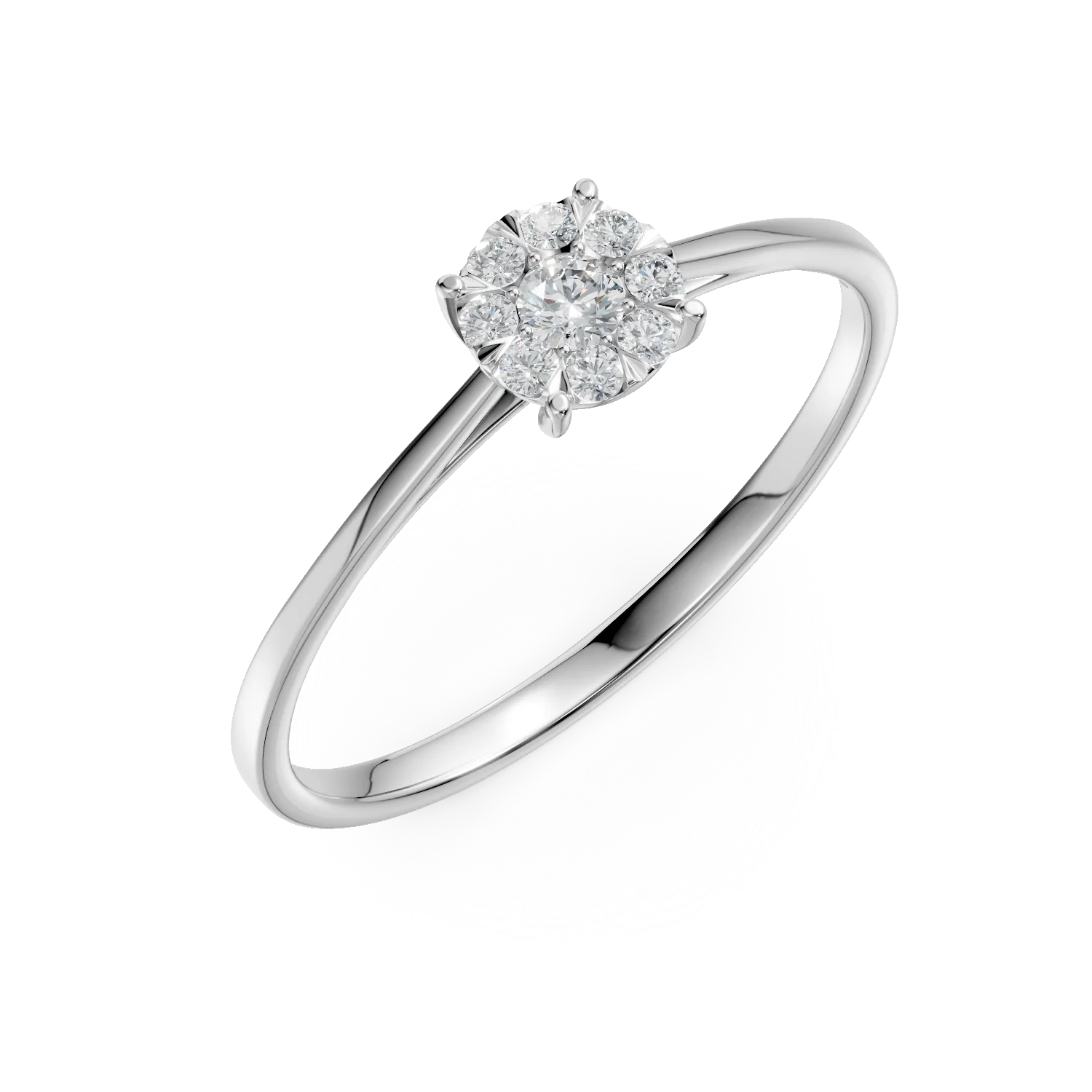 Inel de logodna din aur alb cu diamante de 0.1ct
