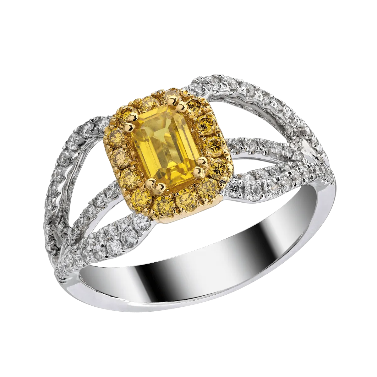 Inel de logodna din aur alb cu pietre pretioase de 1.4ct 1 Inel de logodna din aur alb cu pietre pretioase de 1.4ct