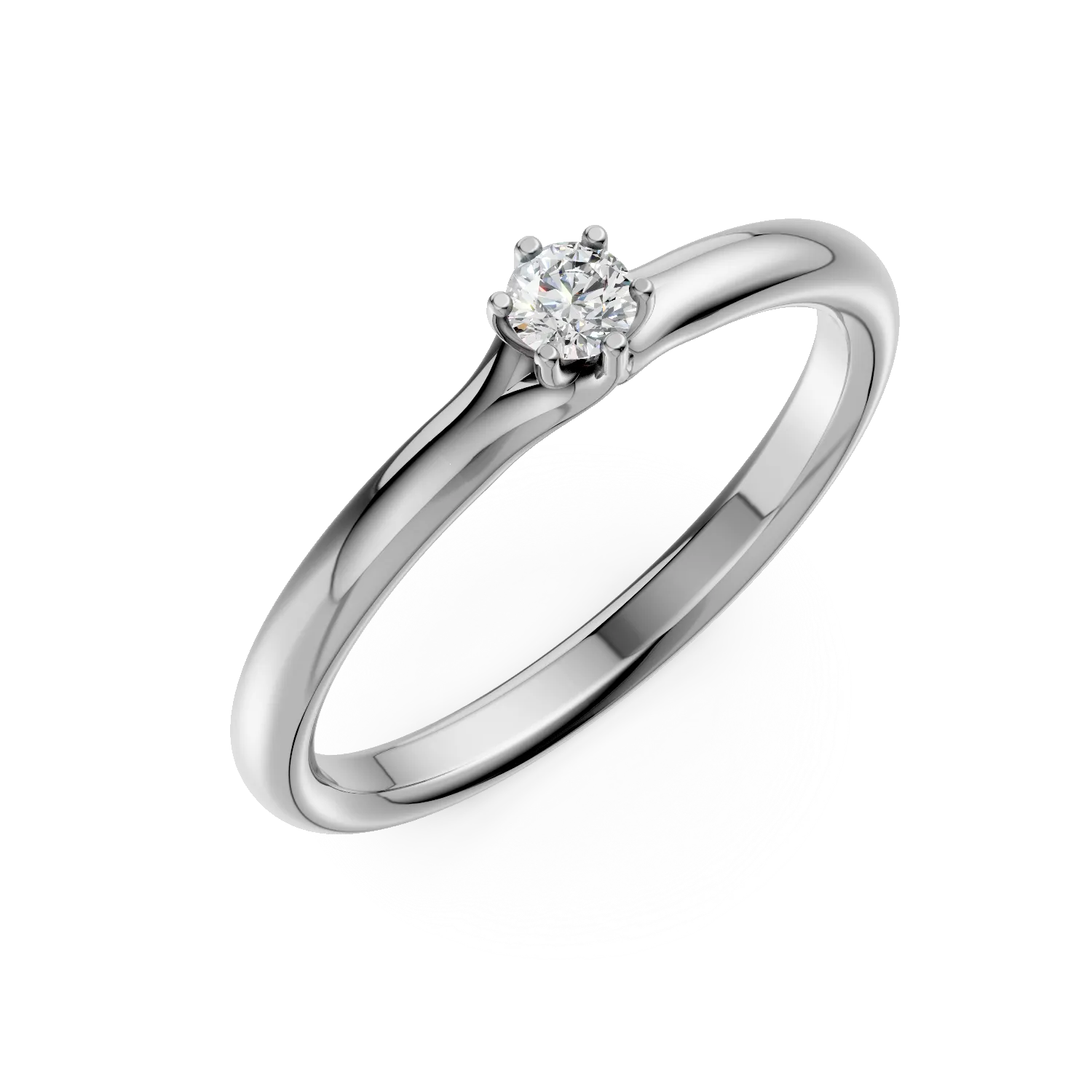 Inel de logodna din aur alb cu diamant solitaire de 0.1ct