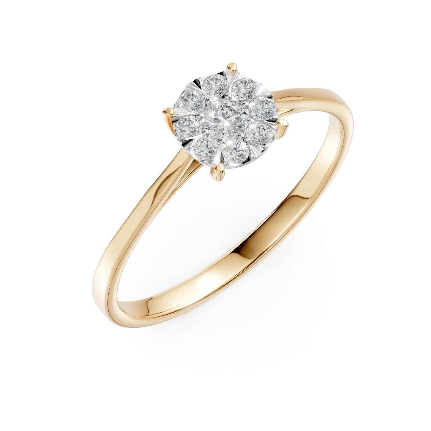 Inel de logodna din aur galben cu diamante de 0.20ct 1 Inel de logodna din aur galben cu diamante de 0.20ct