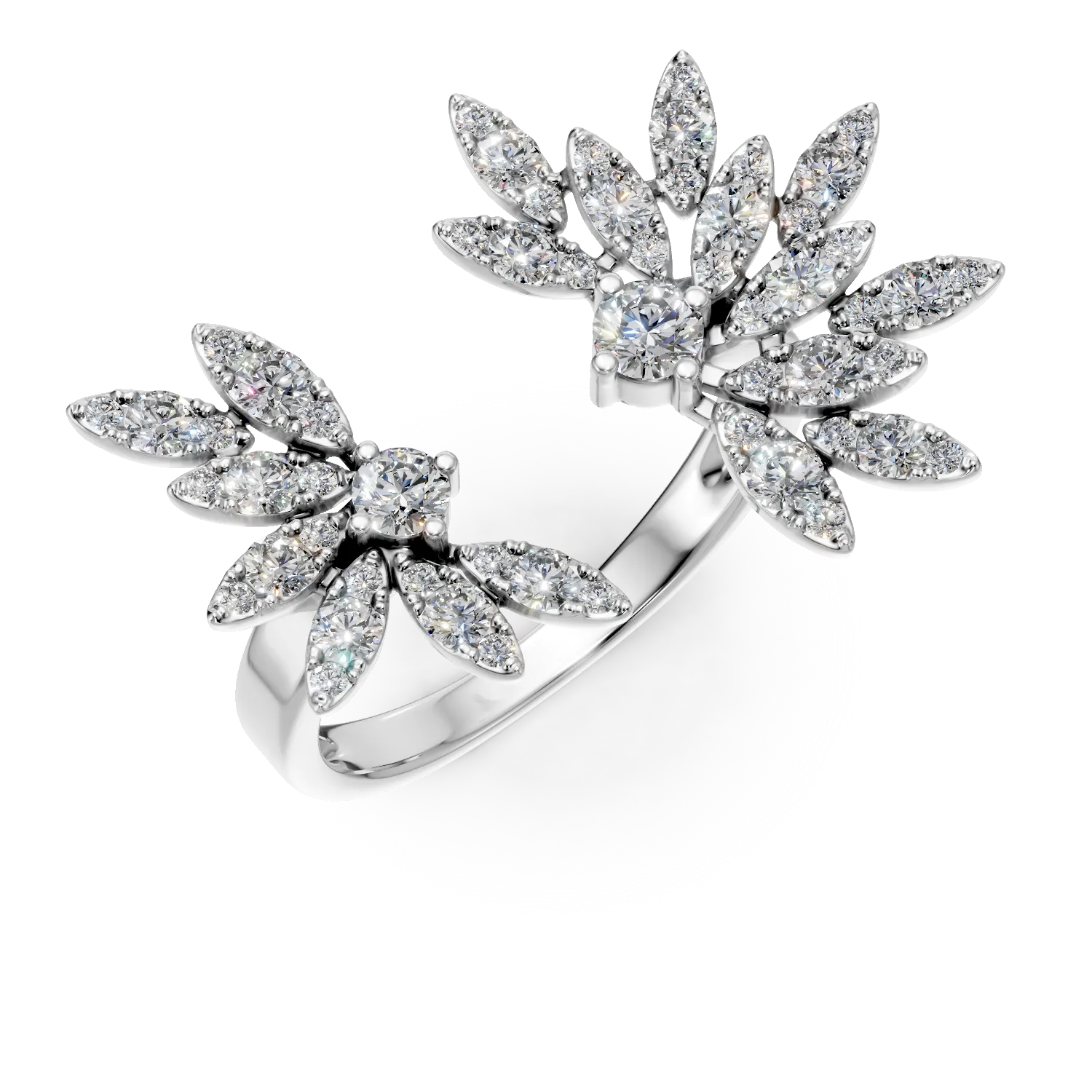 Inel deschis din aur alb cu diamante de 1.1ct 1 Inel deschis din aur alb cu diamante de 1.1ct