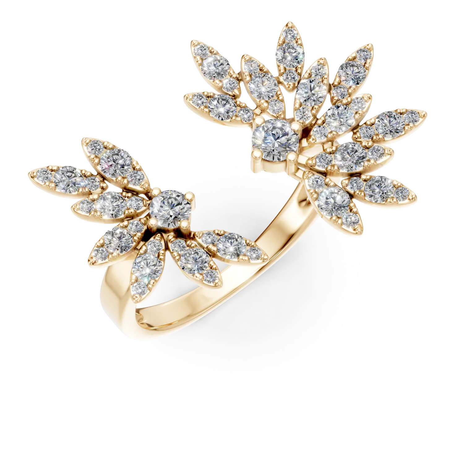 Inel deschis din aur galben cu diamante de 1.1ct 1 Inel deschis din aur galben cu diamante de 1.1ct